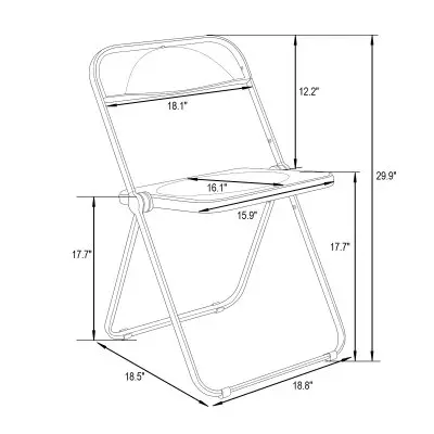 Lawrence Acrylic Folding Chair With Metal Frame, Set of 2