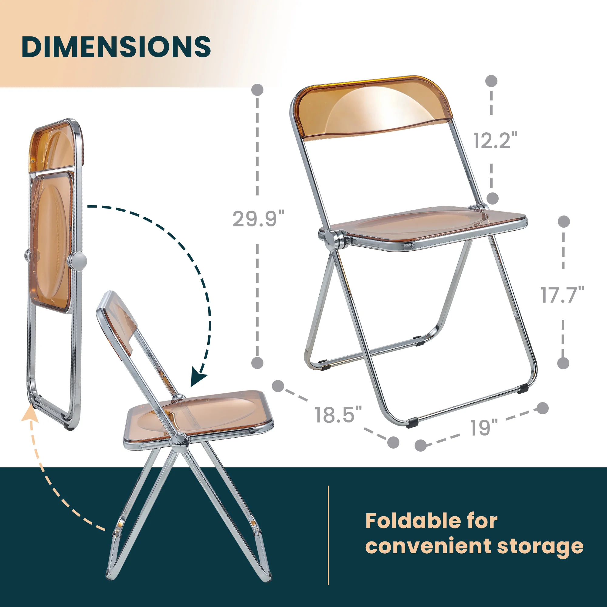 Lawrence Acrylic Folding Chair With Metal Frame, Set of 4