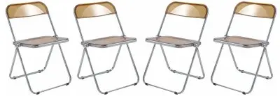 Lawrence Acrylic Folding Chair With Metal Frame, Set of 4