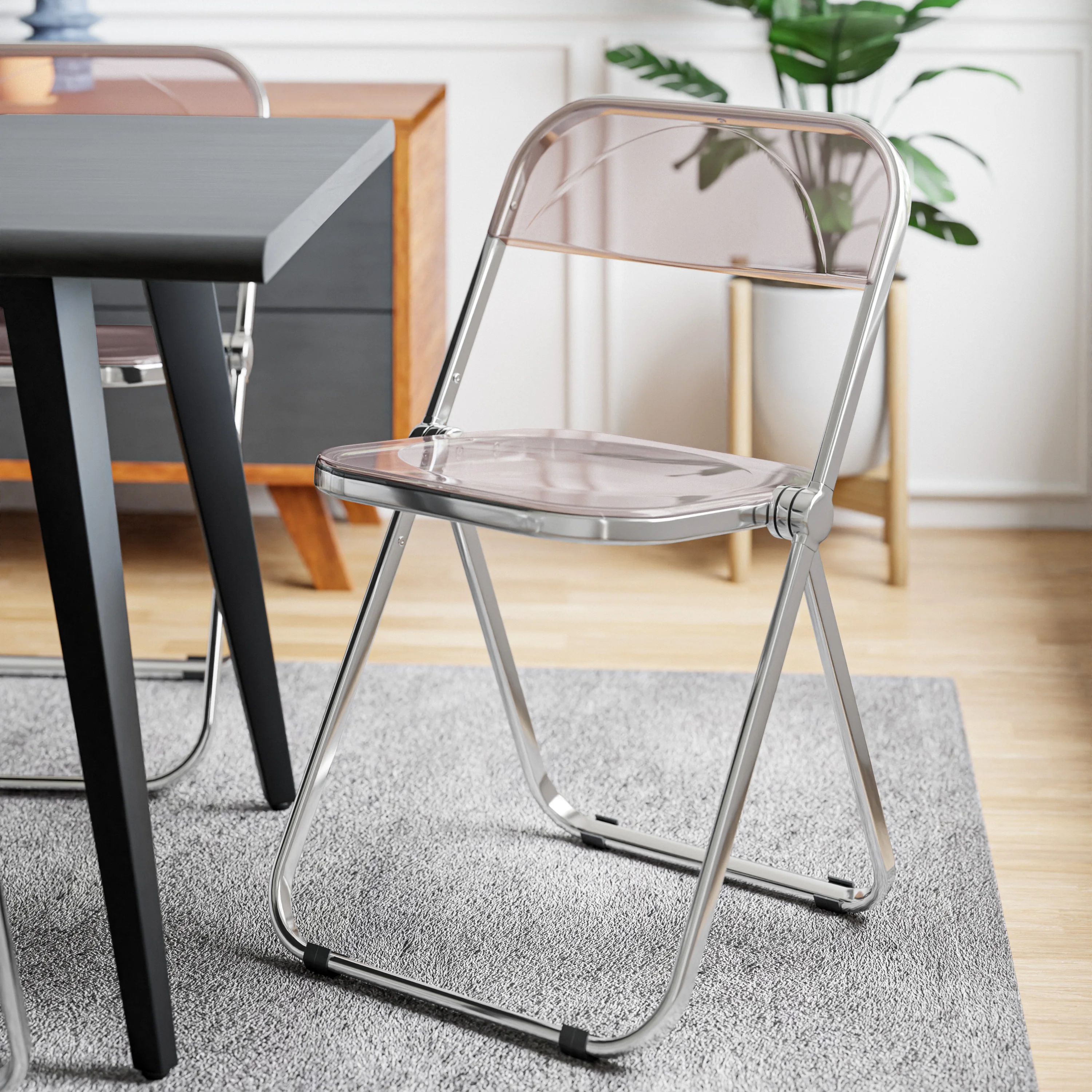 Lawrence Acrylic Folding Chair With Metal Frame