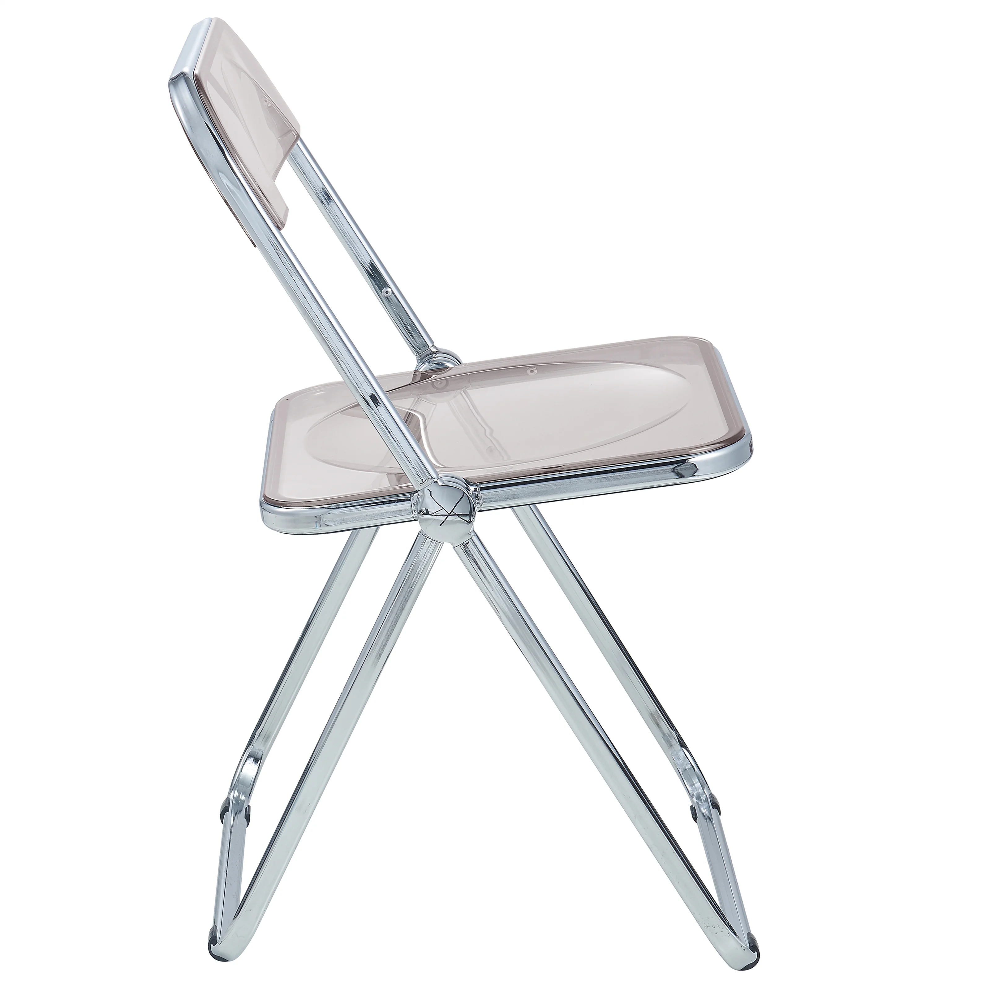 Lawrence Acrylic Folding Chair With Metal Frame, Set of 2
