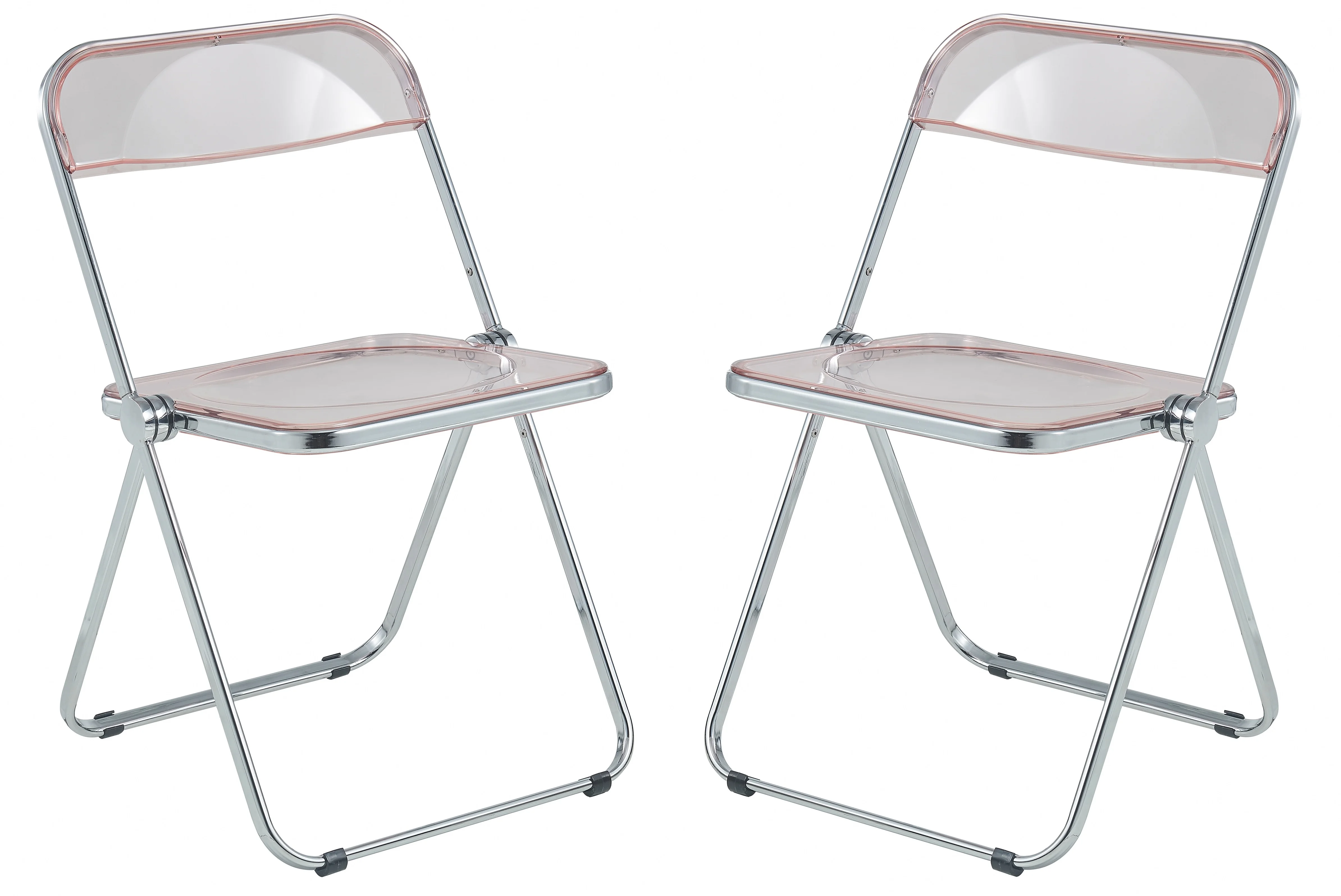 Lawrence Acrylic Folding Chair With Metal Frame, Set of 2