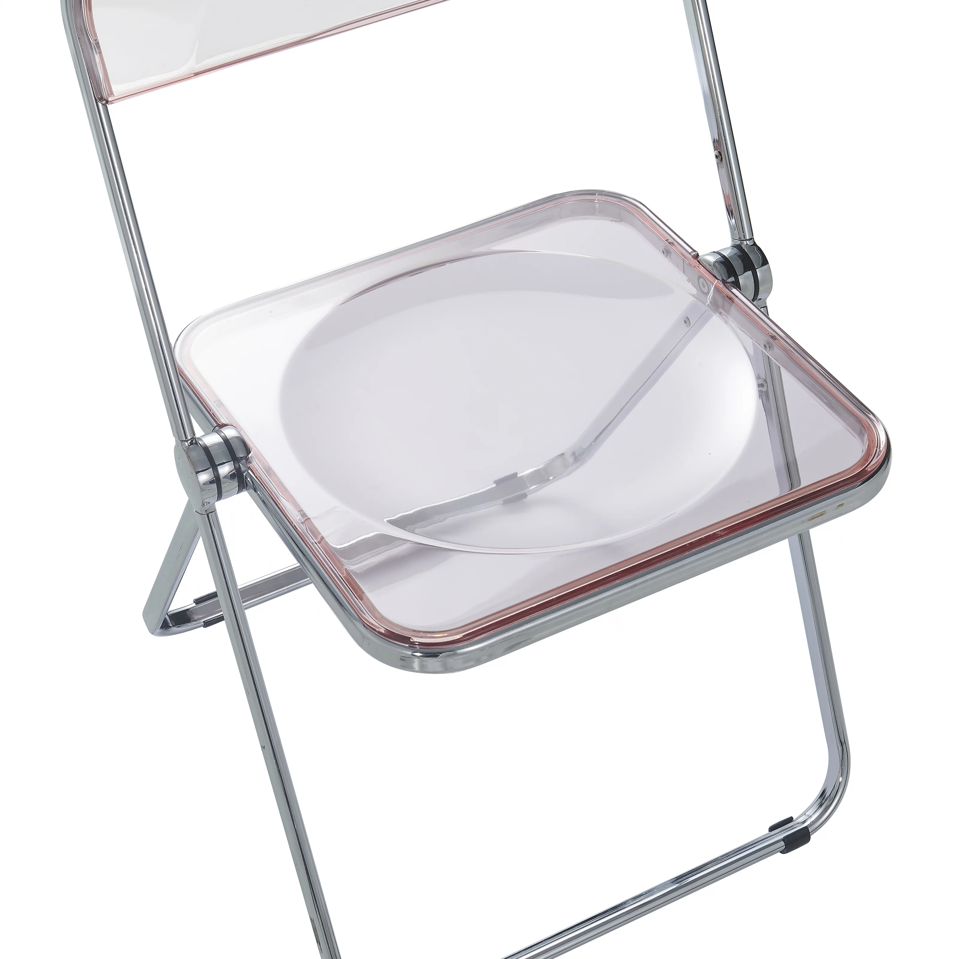 Lawrence Acrylic Folding Chair With Metal Frame, Set of 2