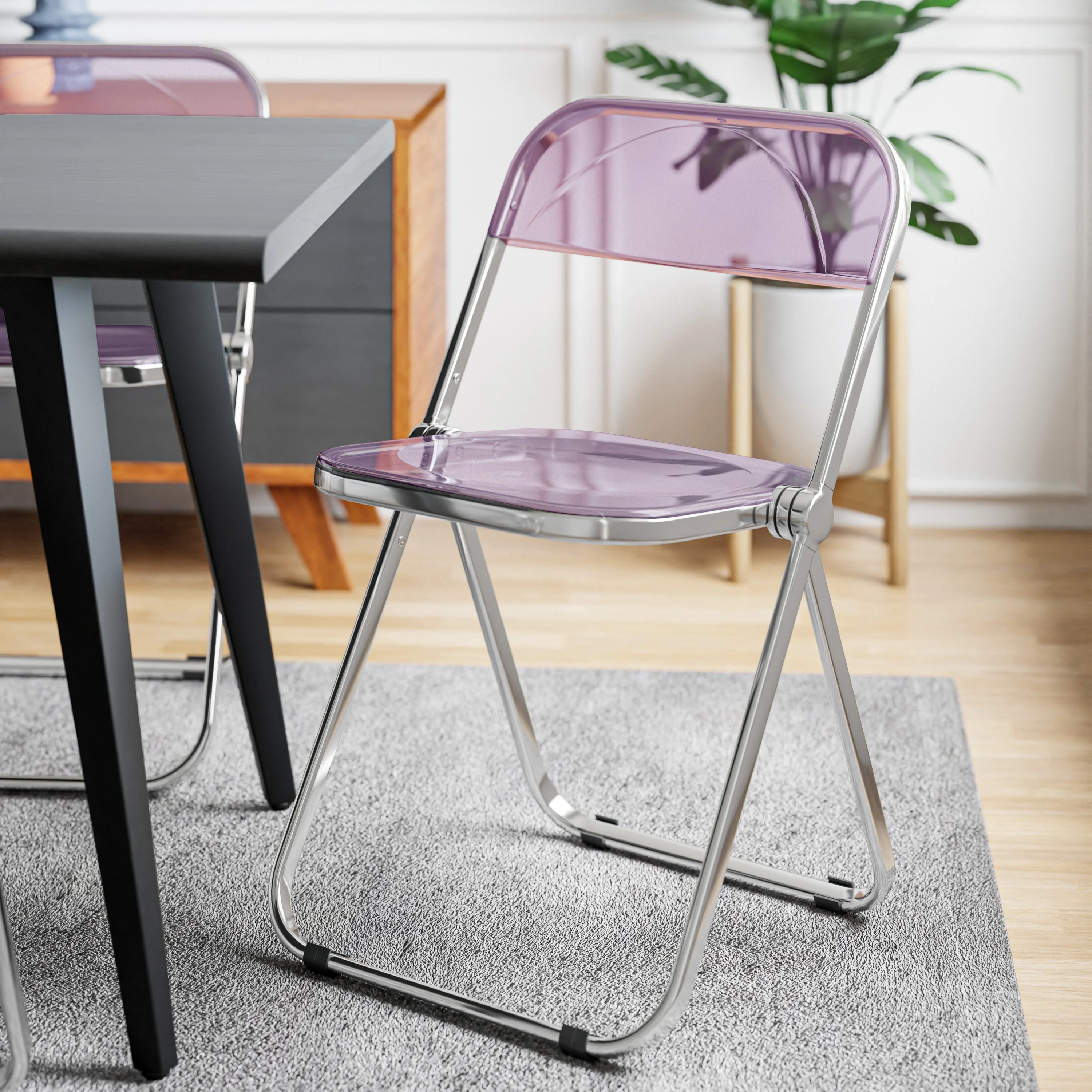 Lawrence Acrylic Folding Chair With Metal Frame