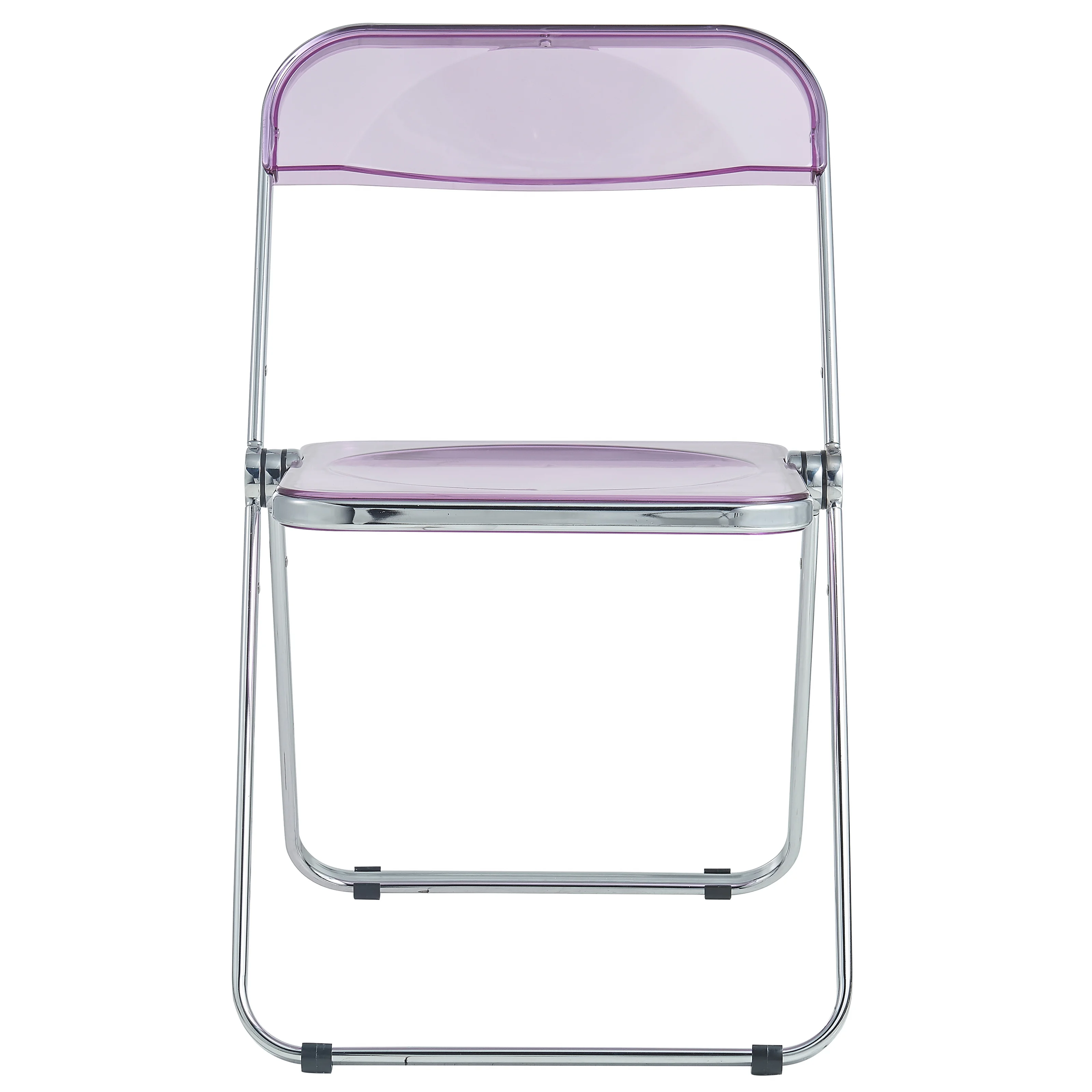 Lawrence Acrylic Folding Chair With Metal Frame, Set of 2