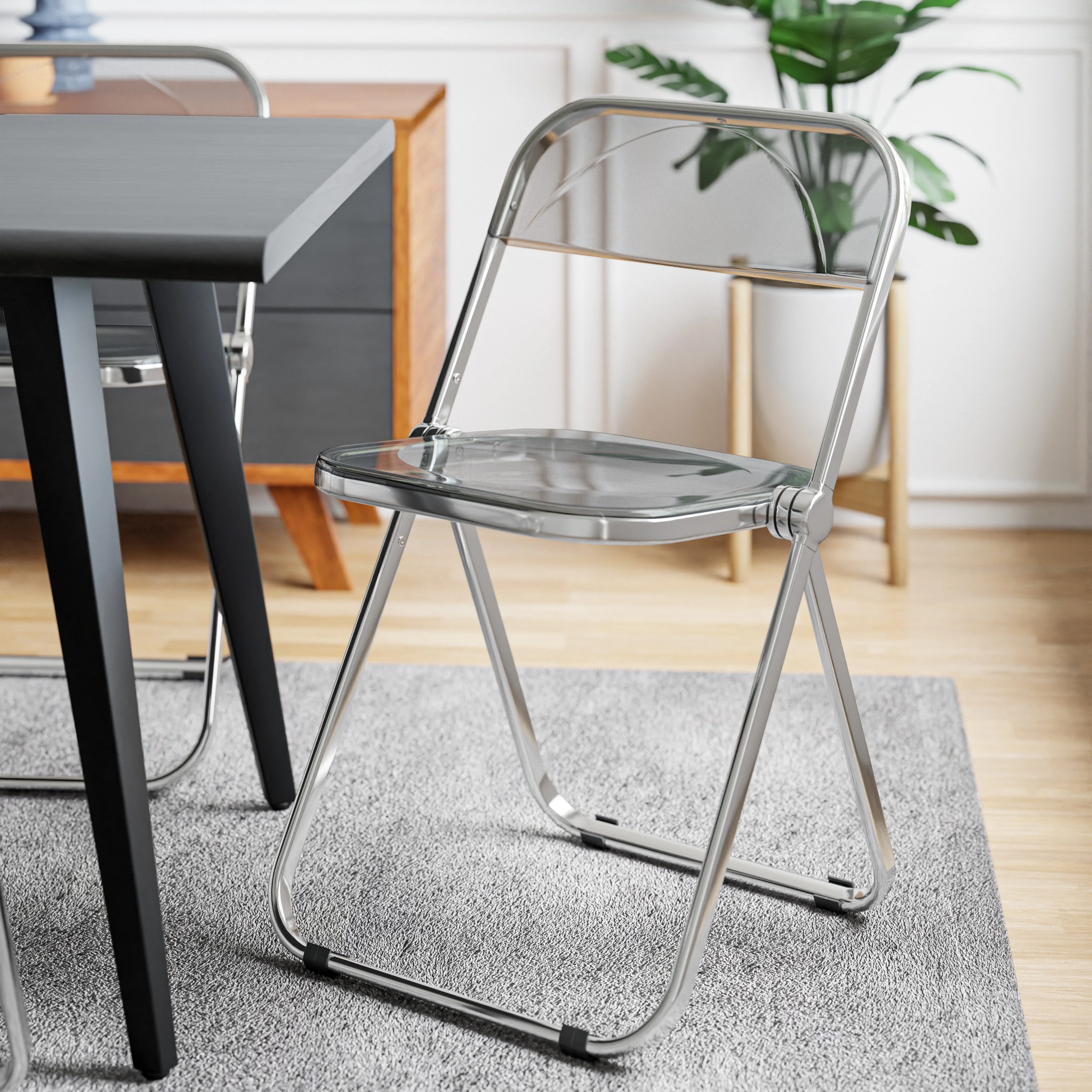 Lawrence Acrylic Folding Chair With Metal Frame