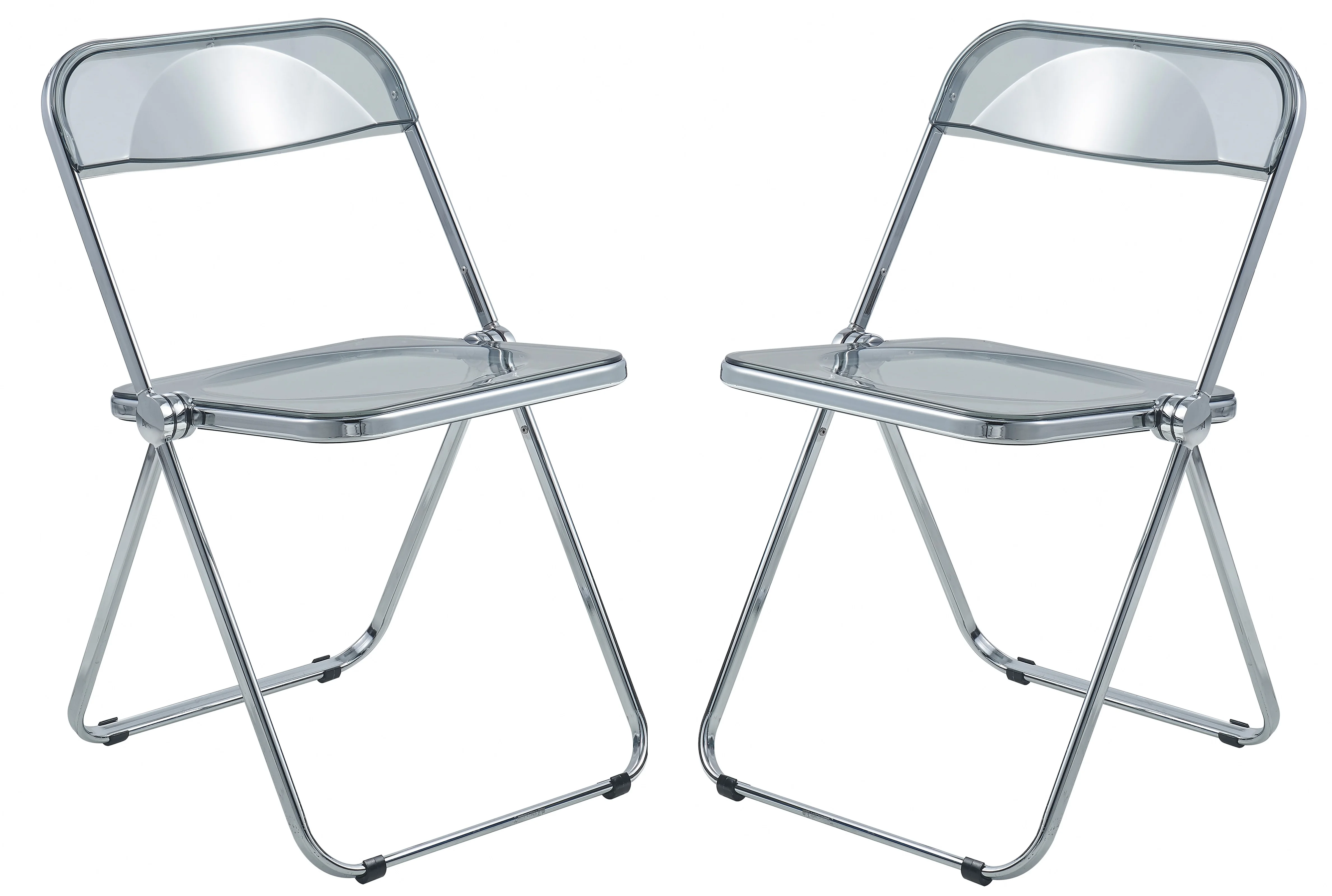 Lawrence Acrylic Folding Chair With Metal Frame, Set of 2