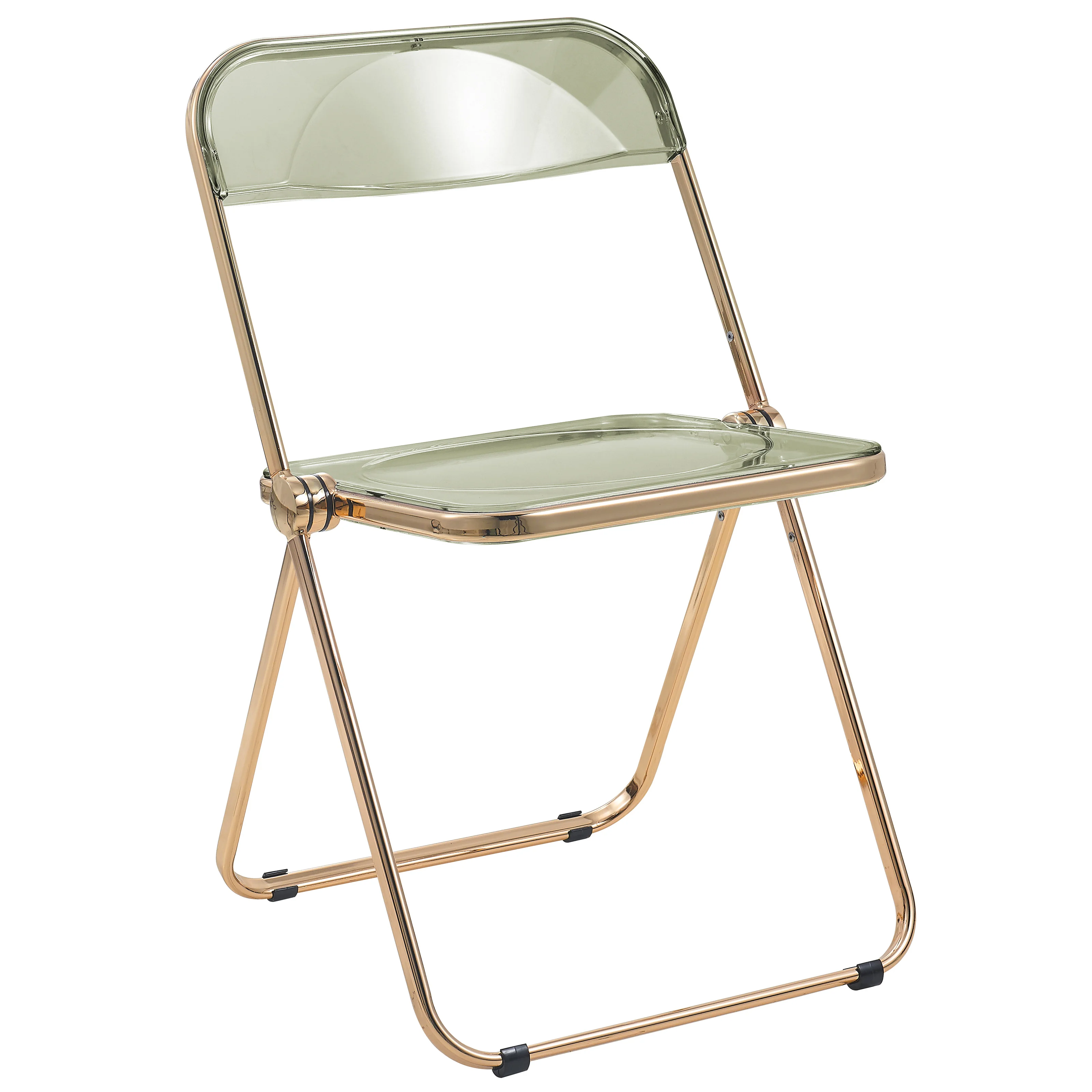 Lawrence Acrylic Folding Chair With Gold Metal Frame