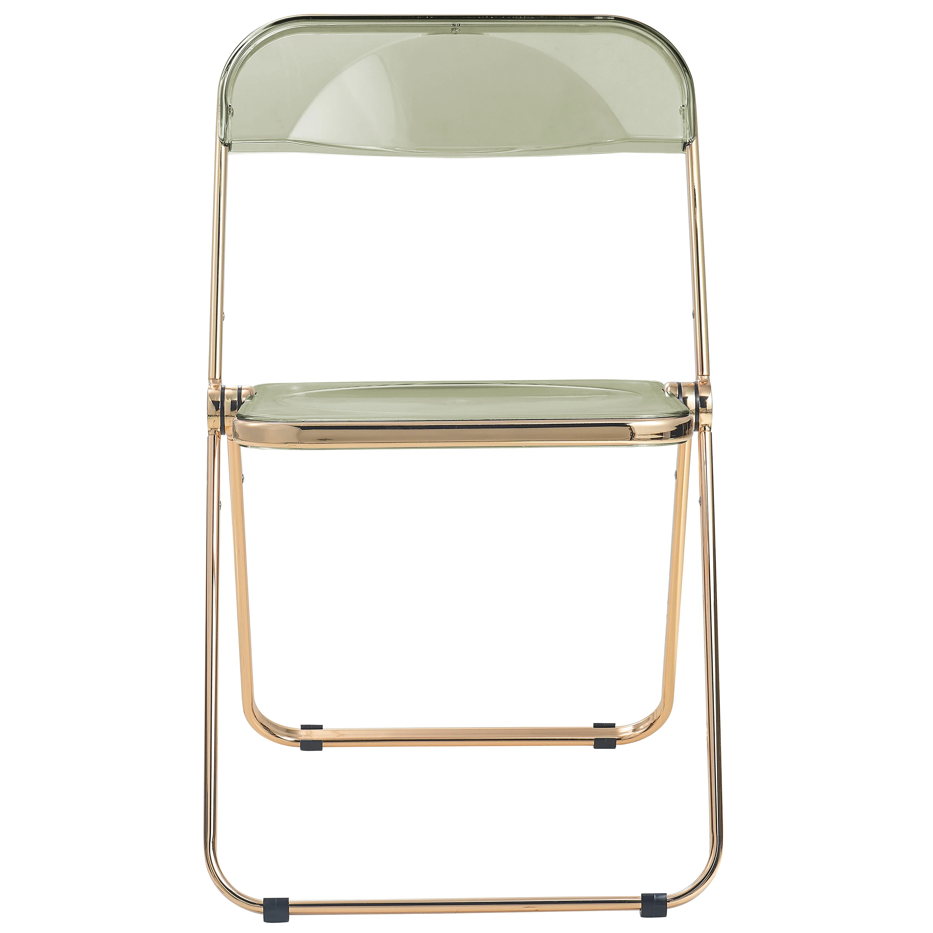 Lawrence Acrylic Folding Chair With Gold Metal Frame, Set of 2