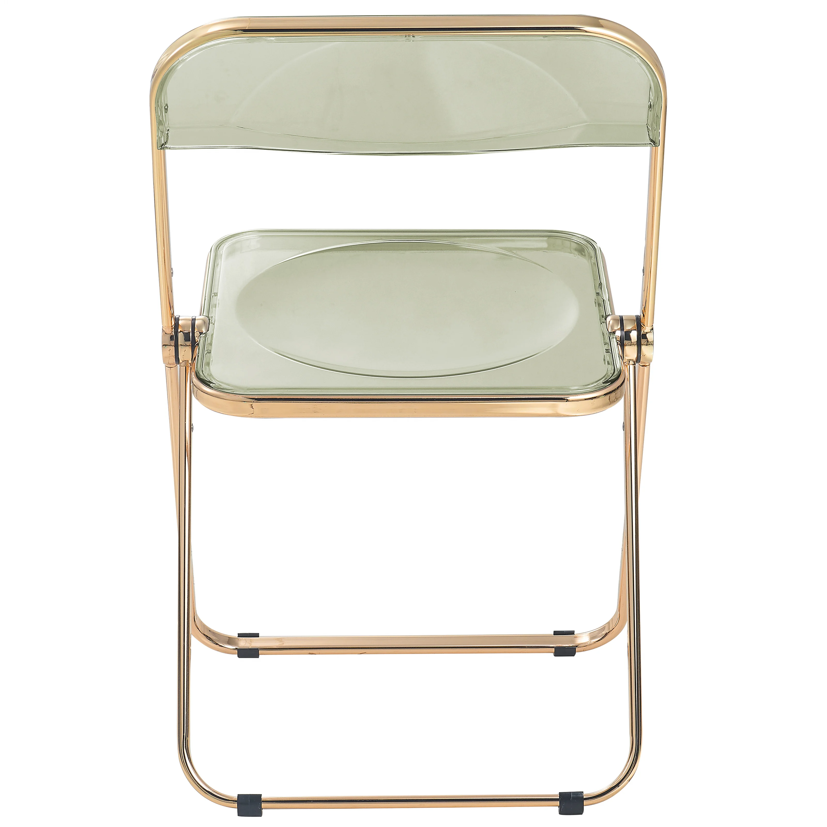 Lawrence Acrylic Folding Chair With Gold Metal Frame, Set of 2