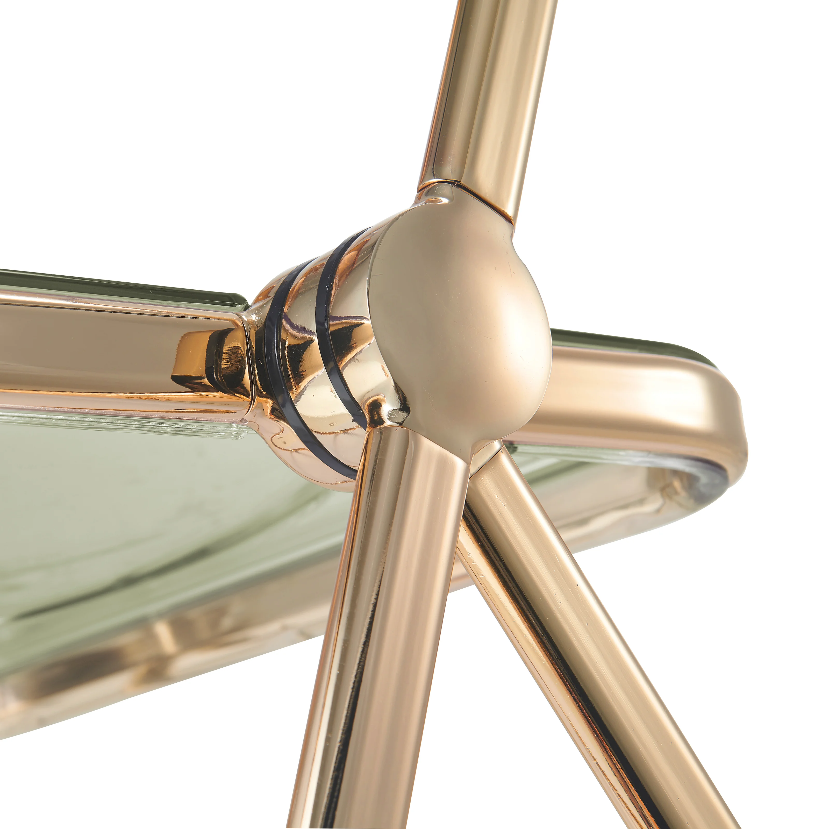 Lawrence Acrylic Folding Chair With Gold Metal Frame, Set of 4