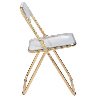 Lawrence Acrylic Folding Chair With Gold Metal Frame