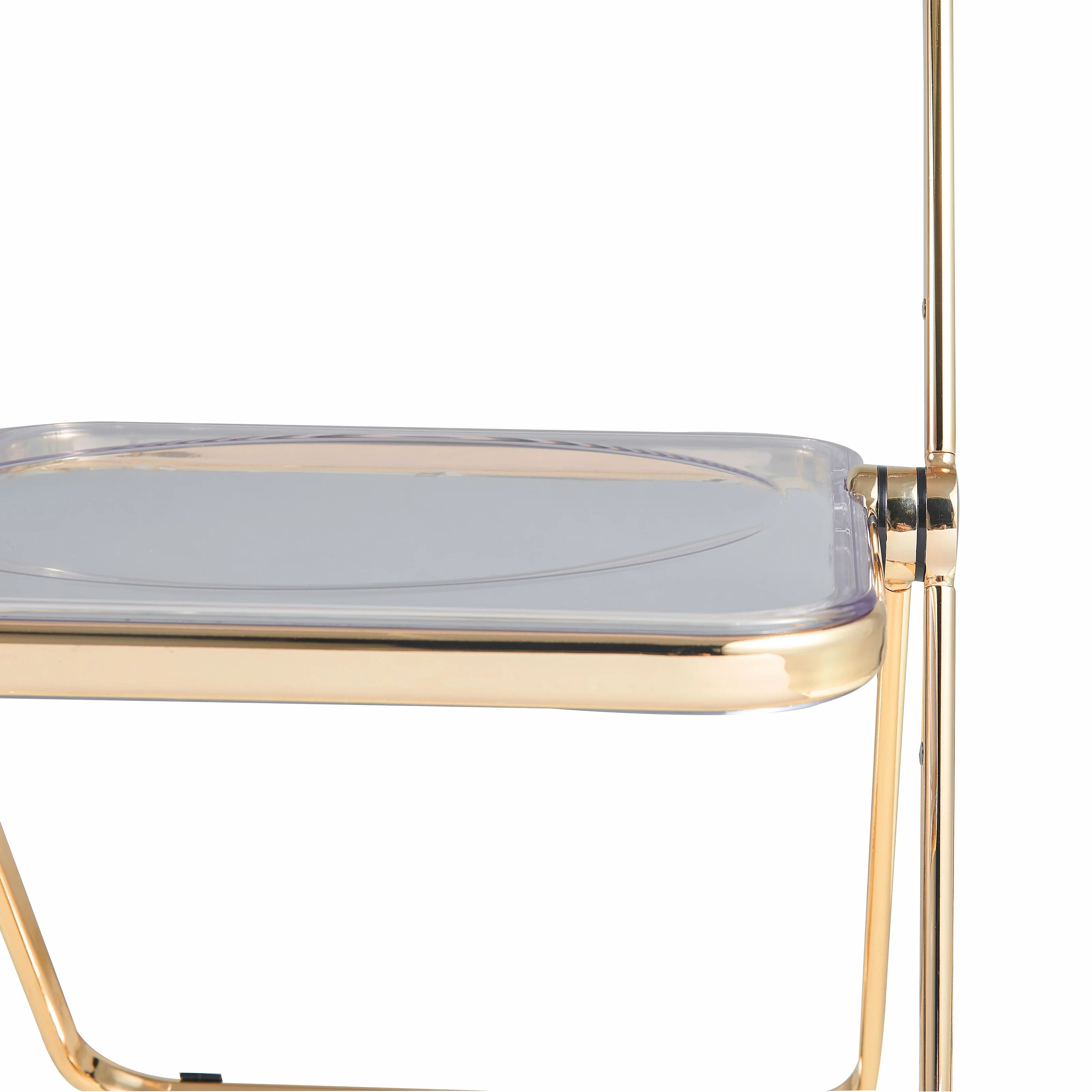 Lawrence Acrylic Folding Chair With Gold Metal Frame, Set of 2