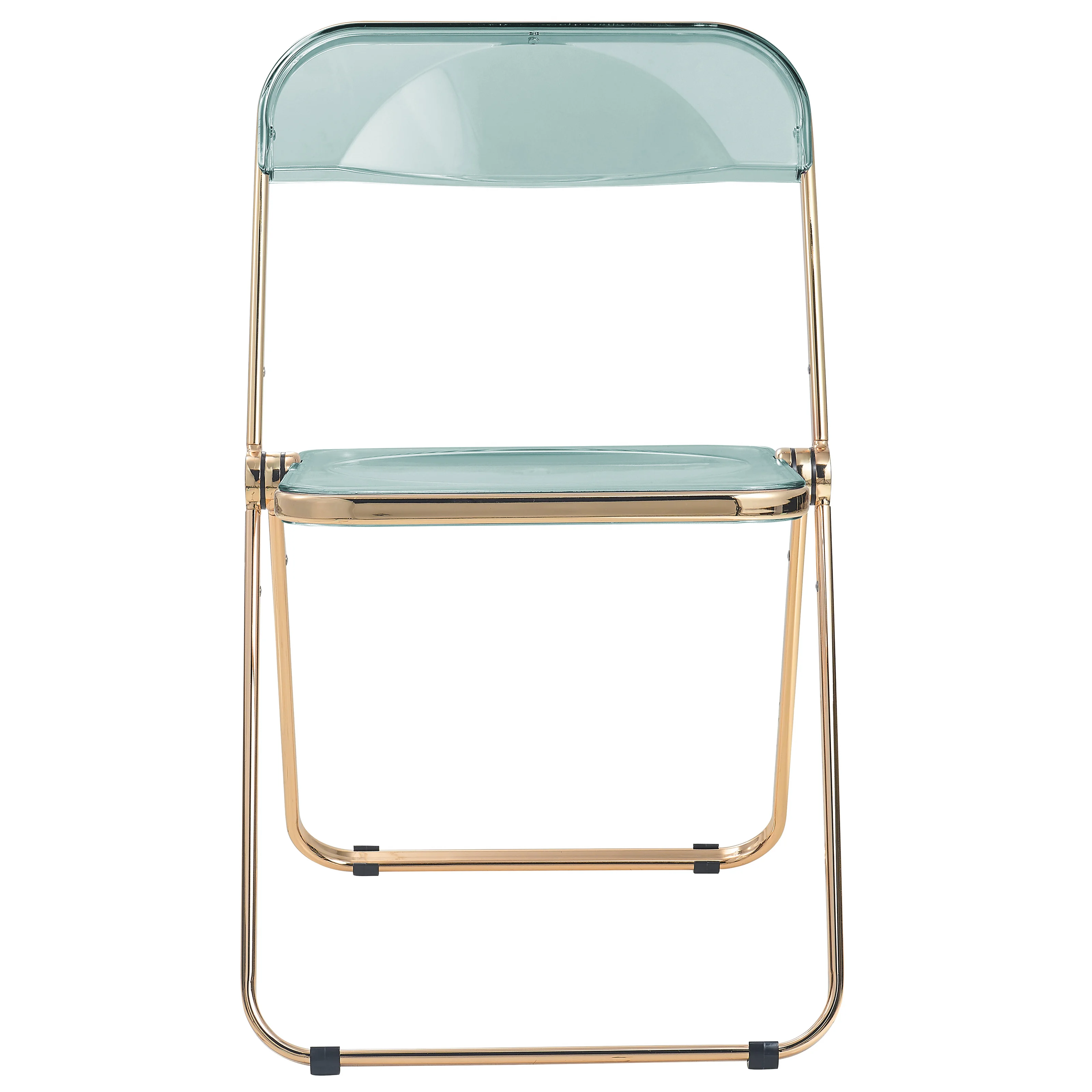 Lawrence Acrylic Folding Chair With Gold Metal Frame