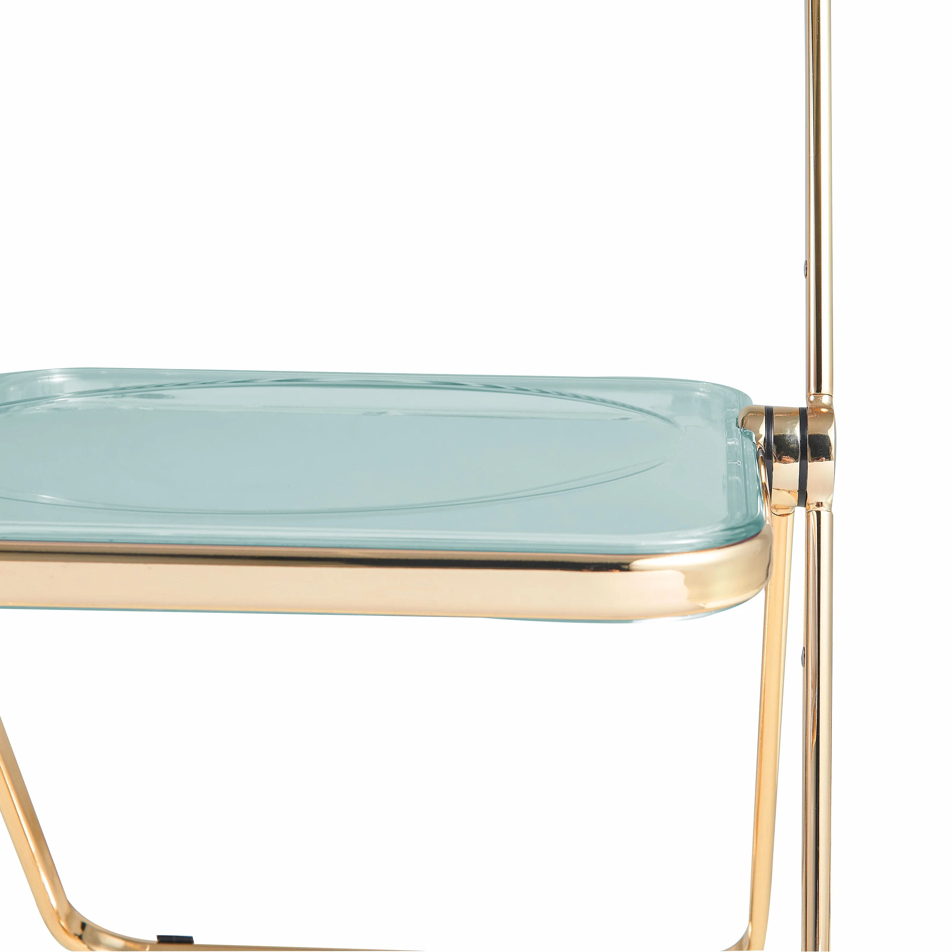 Lawrence Acrylic Folding Chair With Gold Metal Frame, Set of 2