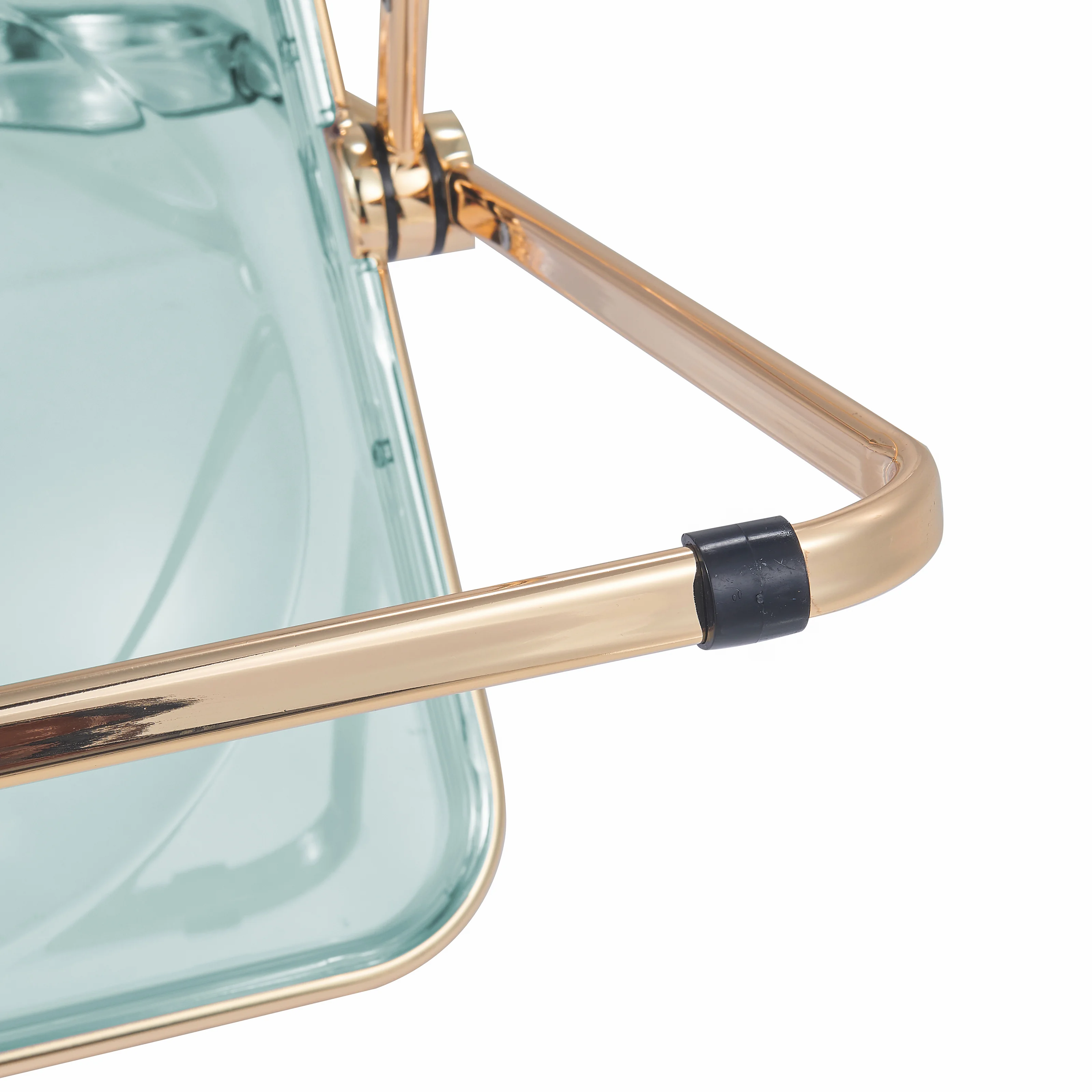 Lawrence Acrylic Folding Chair With Gold Metal Frame, Set of 2