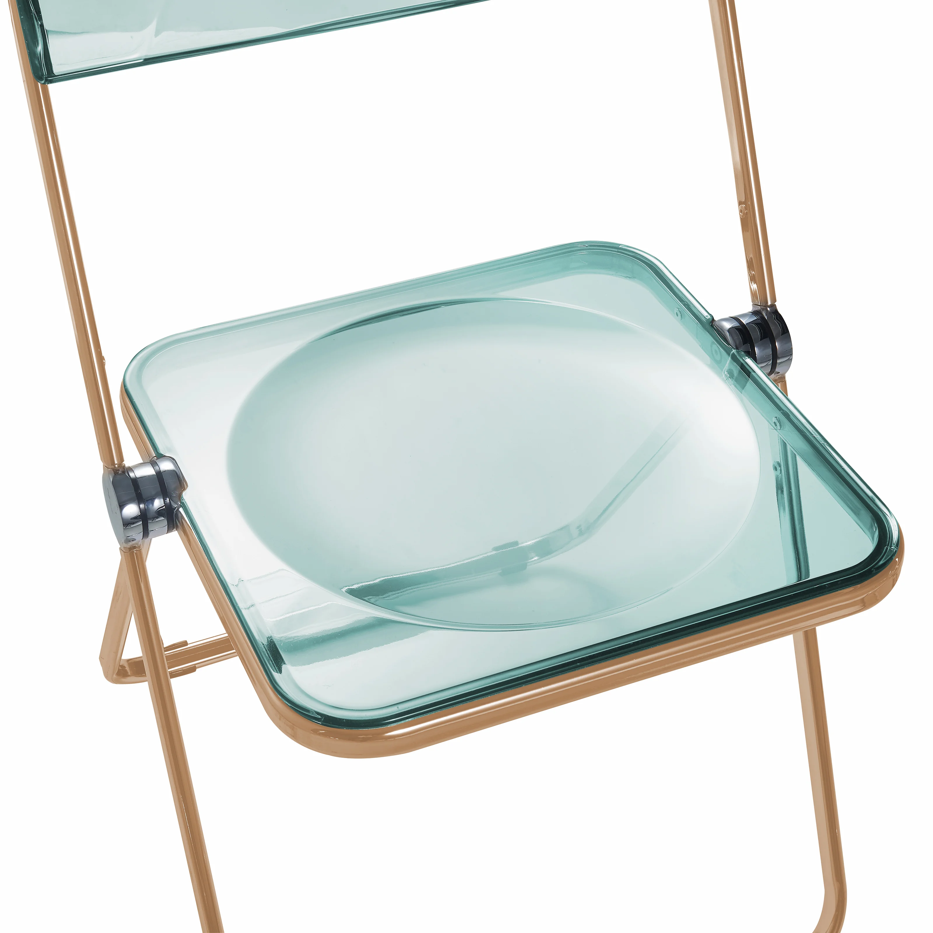 Lawrence Acrylic Folding Chair With Gold Metal Frame, Set of 4