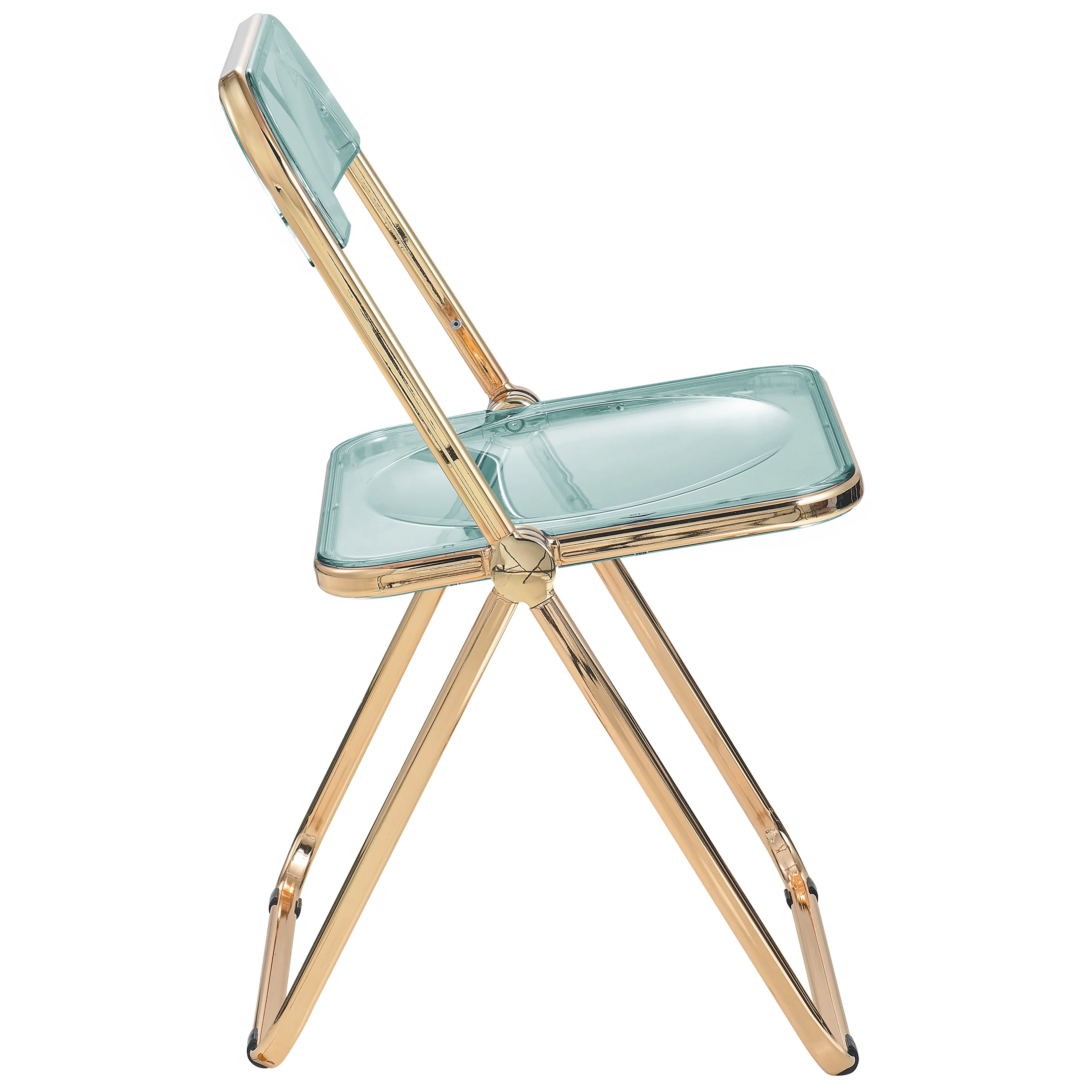 Lawrence Acrylic Folding Chair With Gold Metal Frame, Set of 4