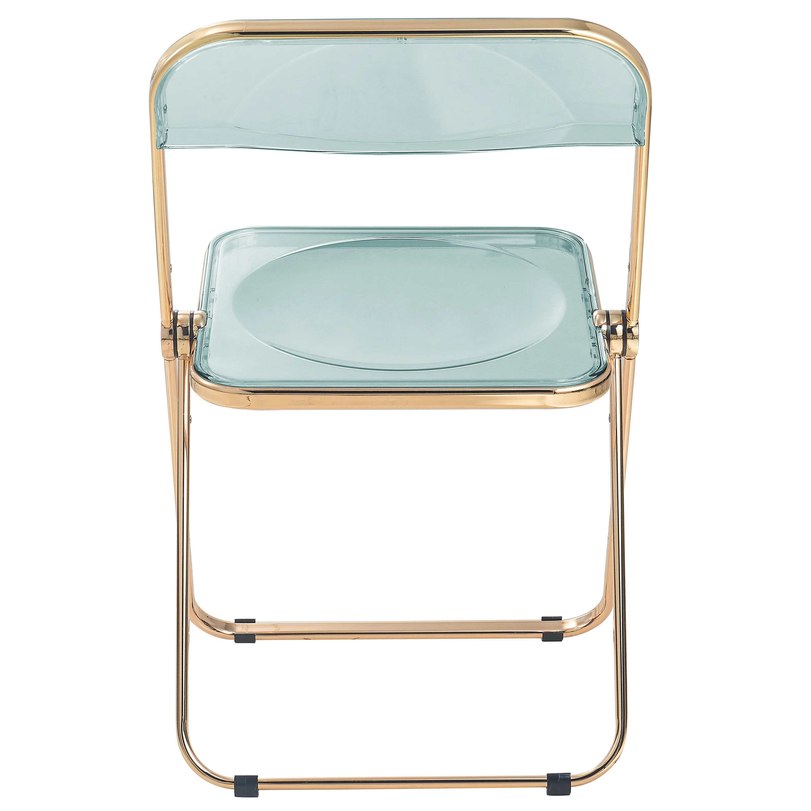 Lawrence Acrylic Folding Chair With Gold Metal Frame, Set of 4