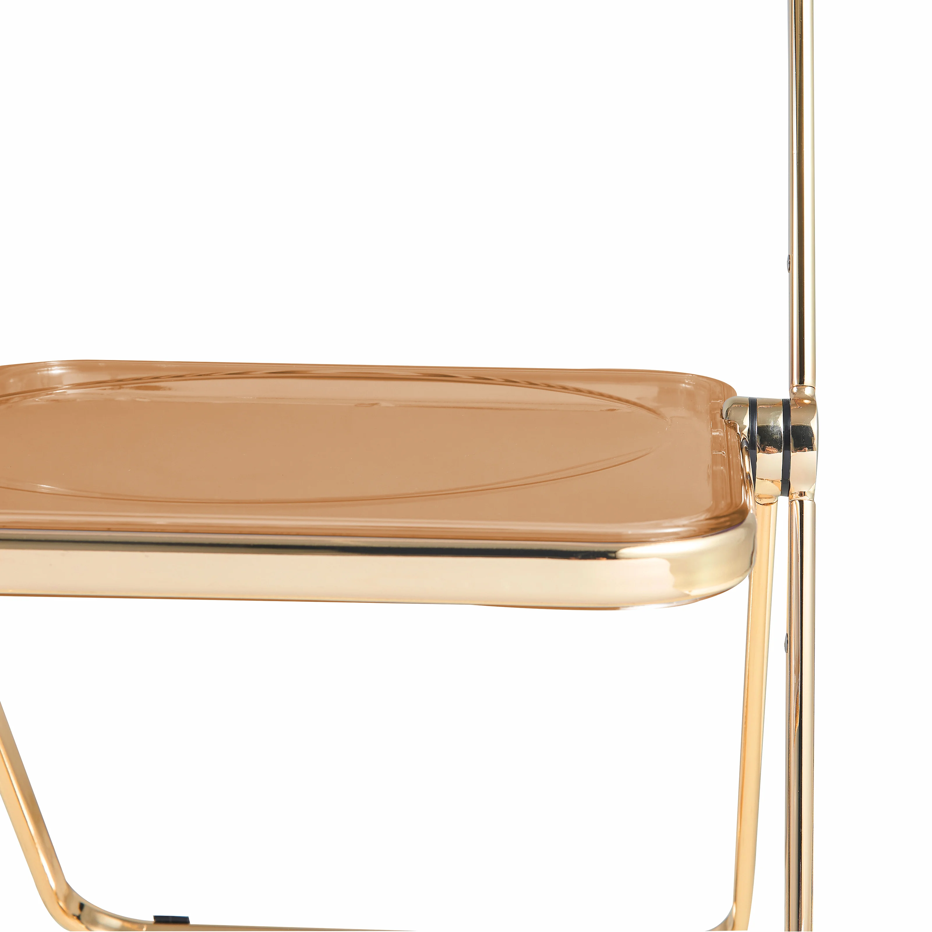 Lawrence Acrylic Folding Chair With Gold Metal Frame