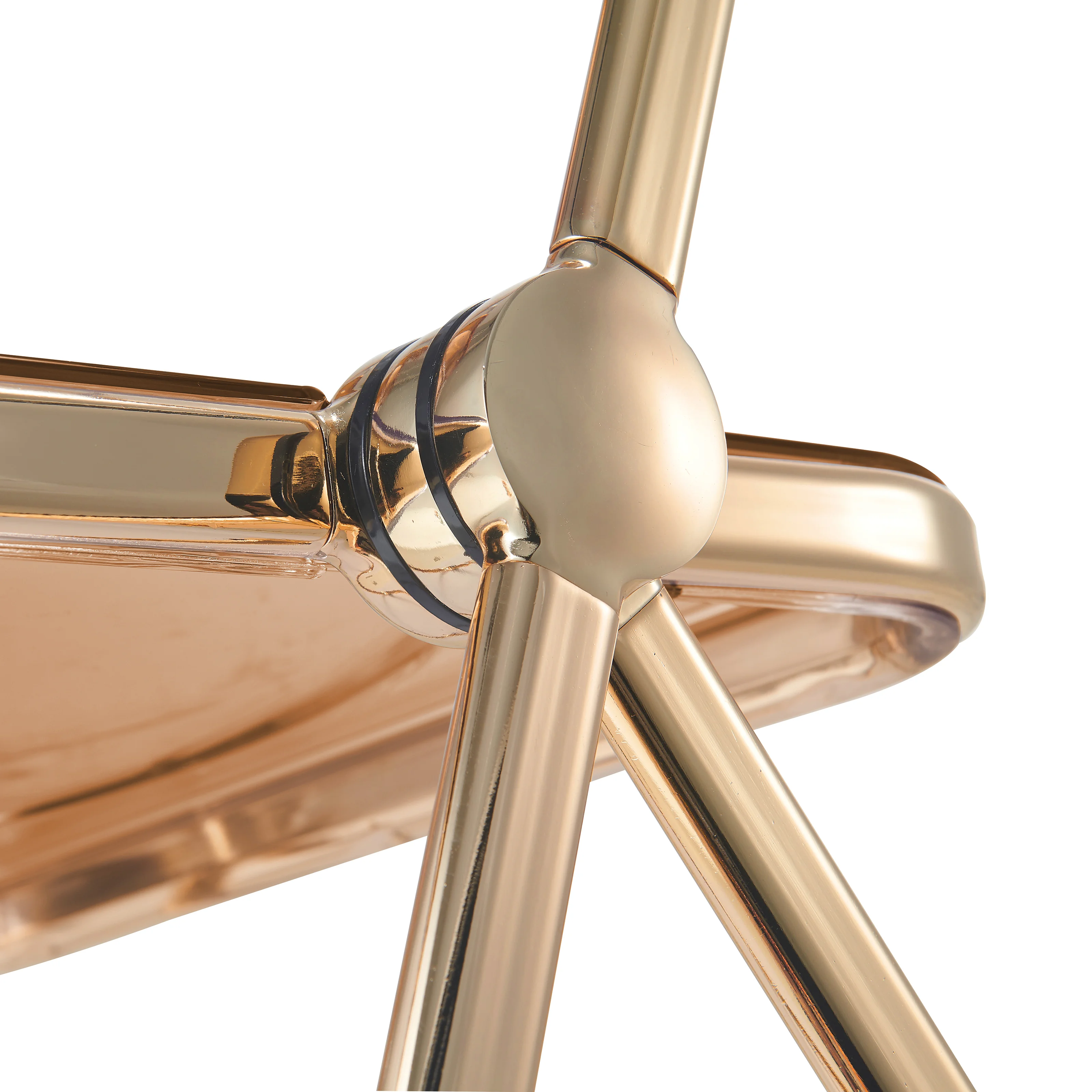 Lawrence Acrylic Folding Chair With Gold Metal Frame, Set of 2