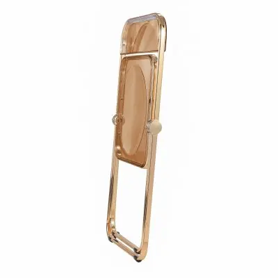 Lawrence Acrylic Folding Chair With Gold Metal Frame, Set of 2
