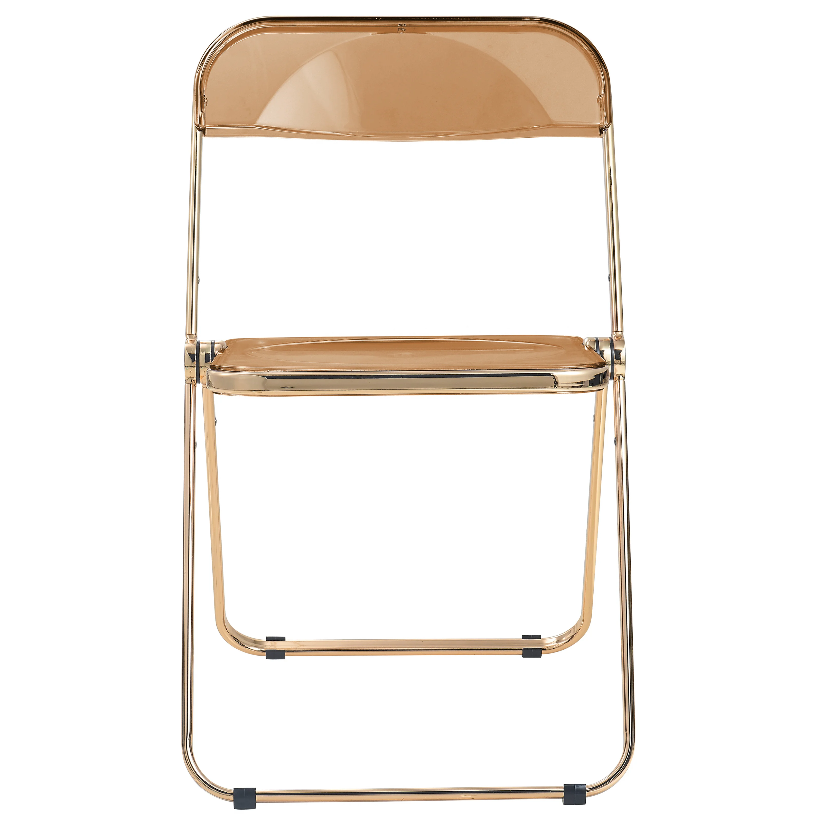 Lawrence Acrylic Folding Chair With Gold Metal Frame, Set of 4