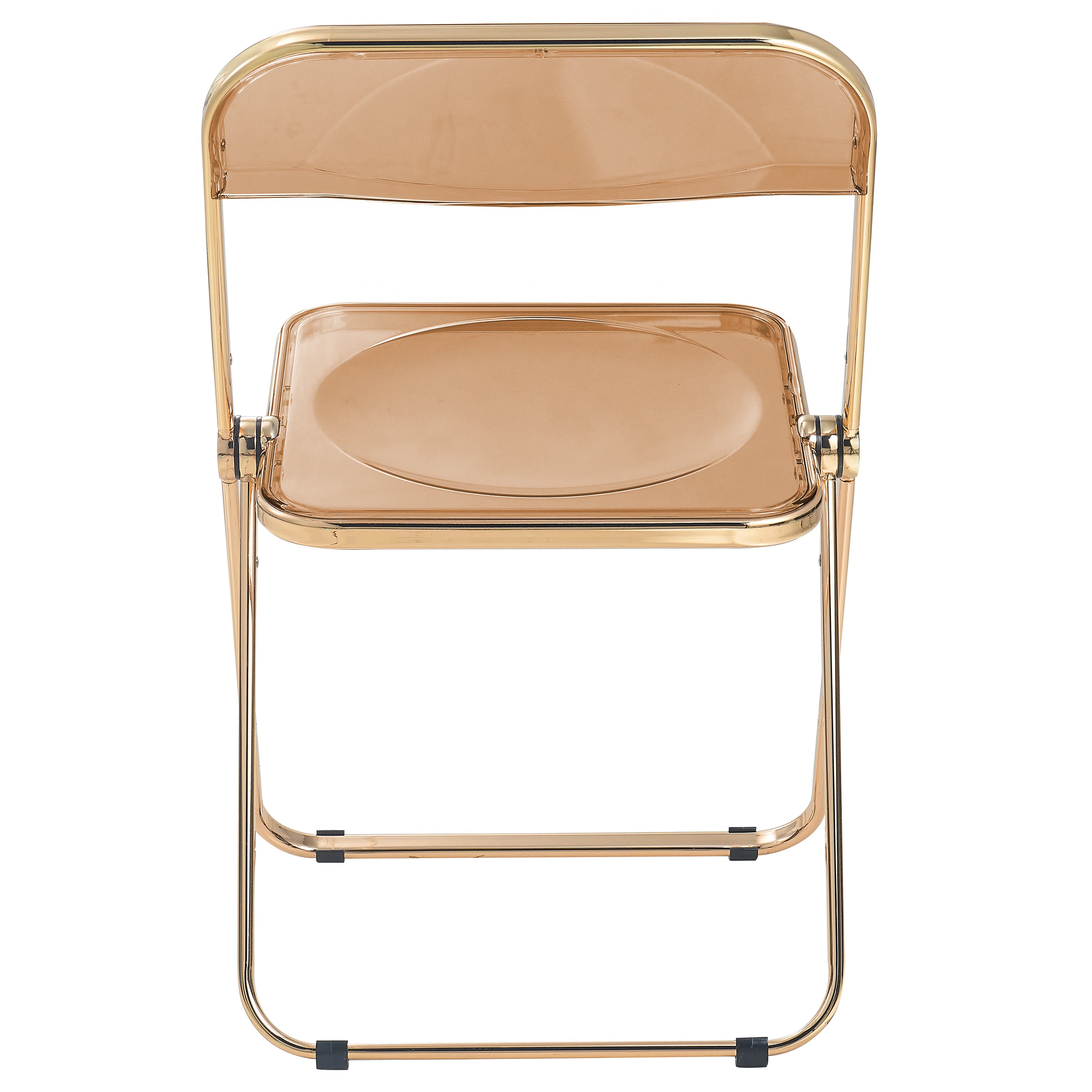 Lawrence Acrylic Folding Chair With Gold Metal Frame, Set of 4