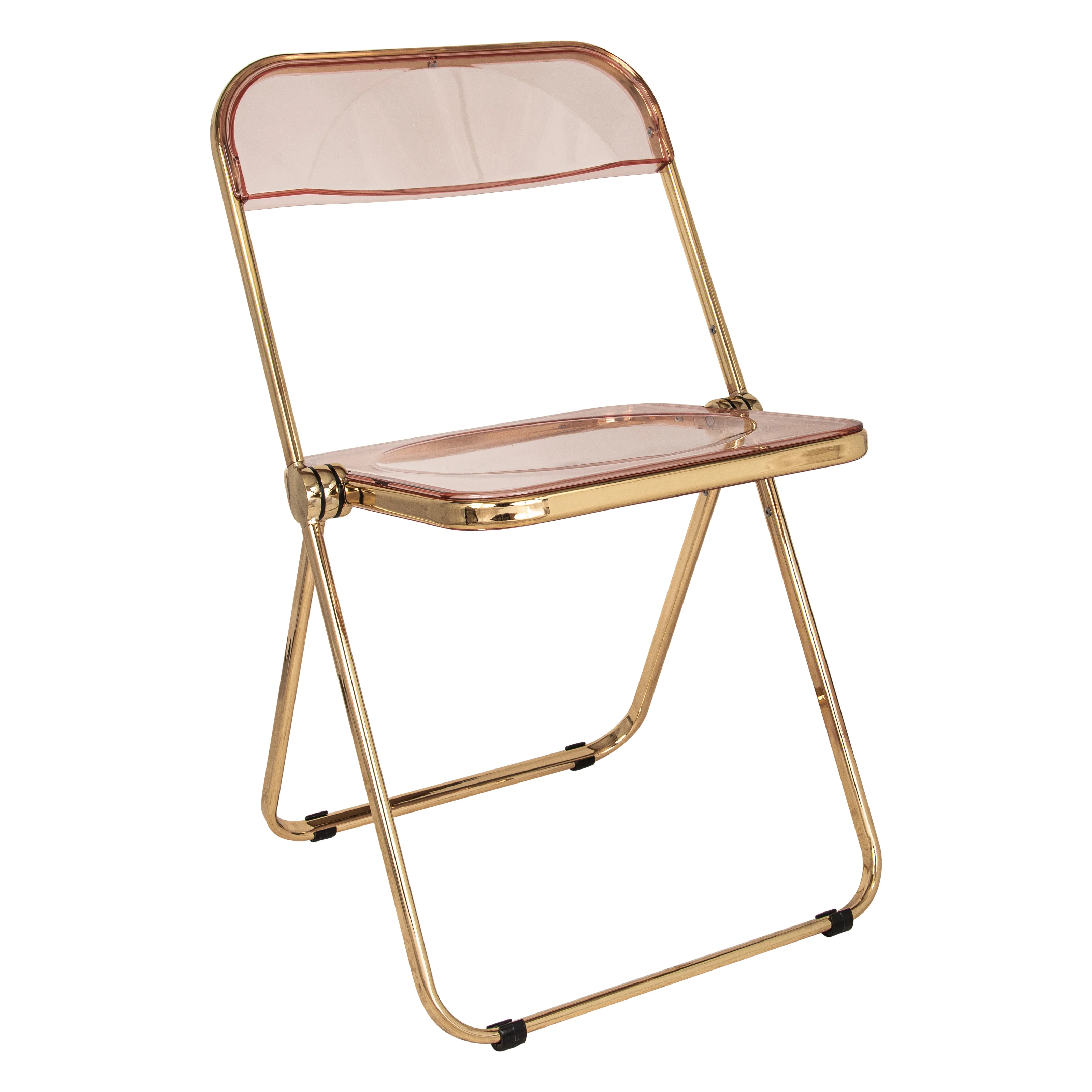 Lawrence Acrylic Folding Chair With Gold Metal Frame
