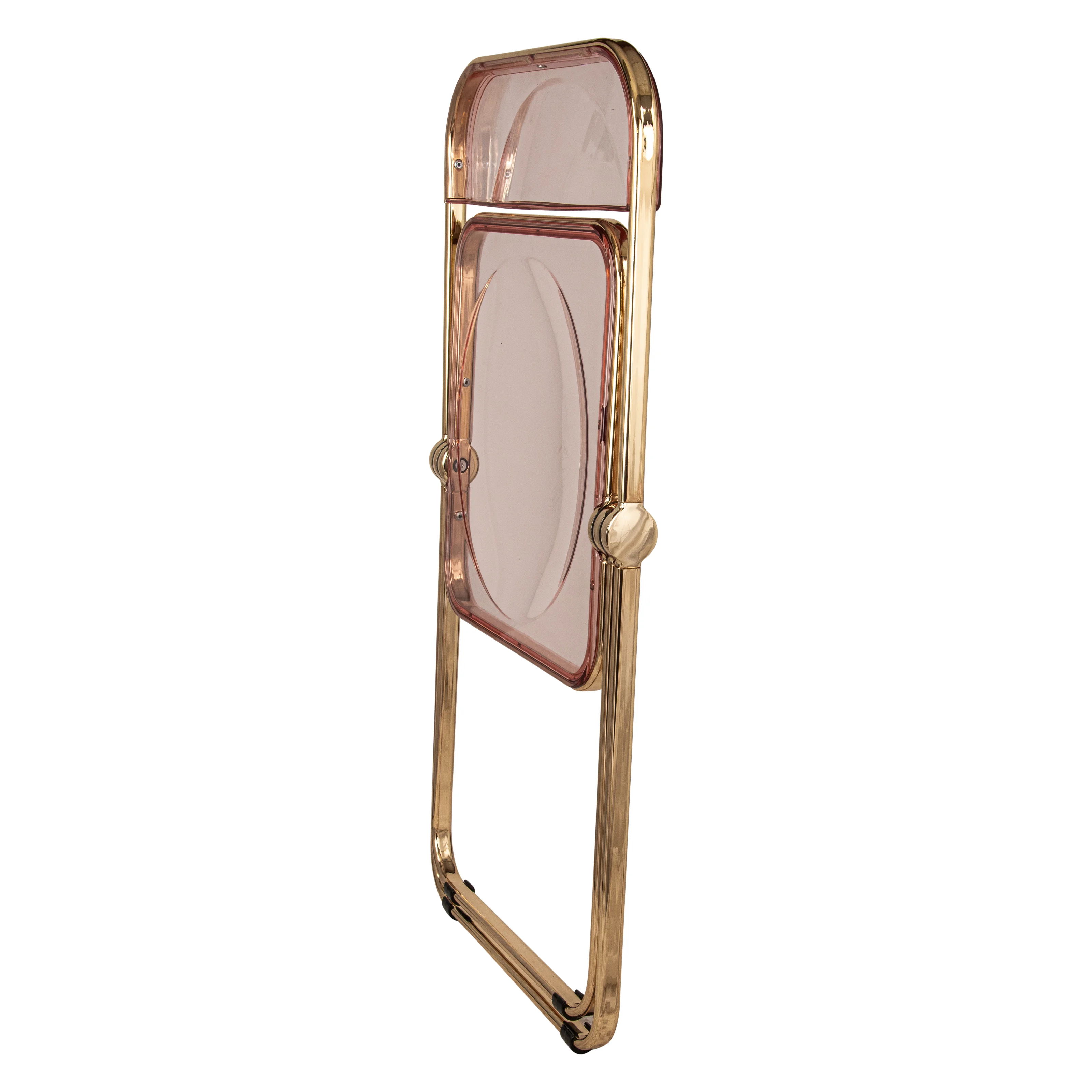 Lawrence Acrylic Folding Chair With Gold Metal Frame, Set of 2