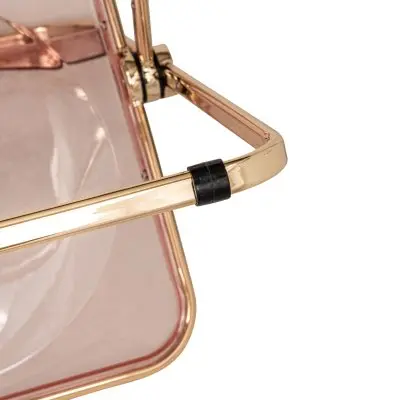 Lawrence Acrylic Folding Chair With Gold Metal Frame, Set of 2