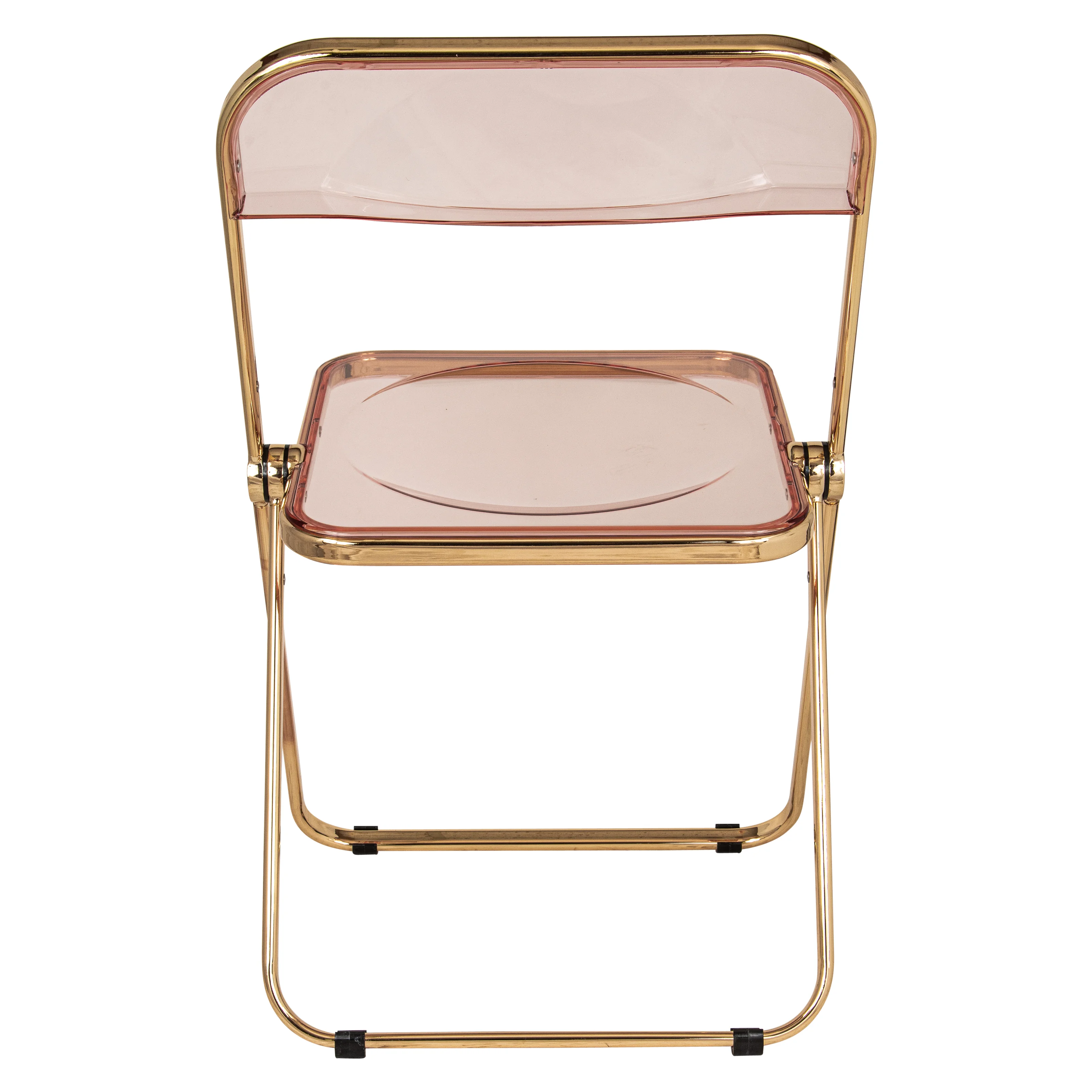 Lawrence Acrylic Folding Chair With Gold Metal Frame, Set of 4