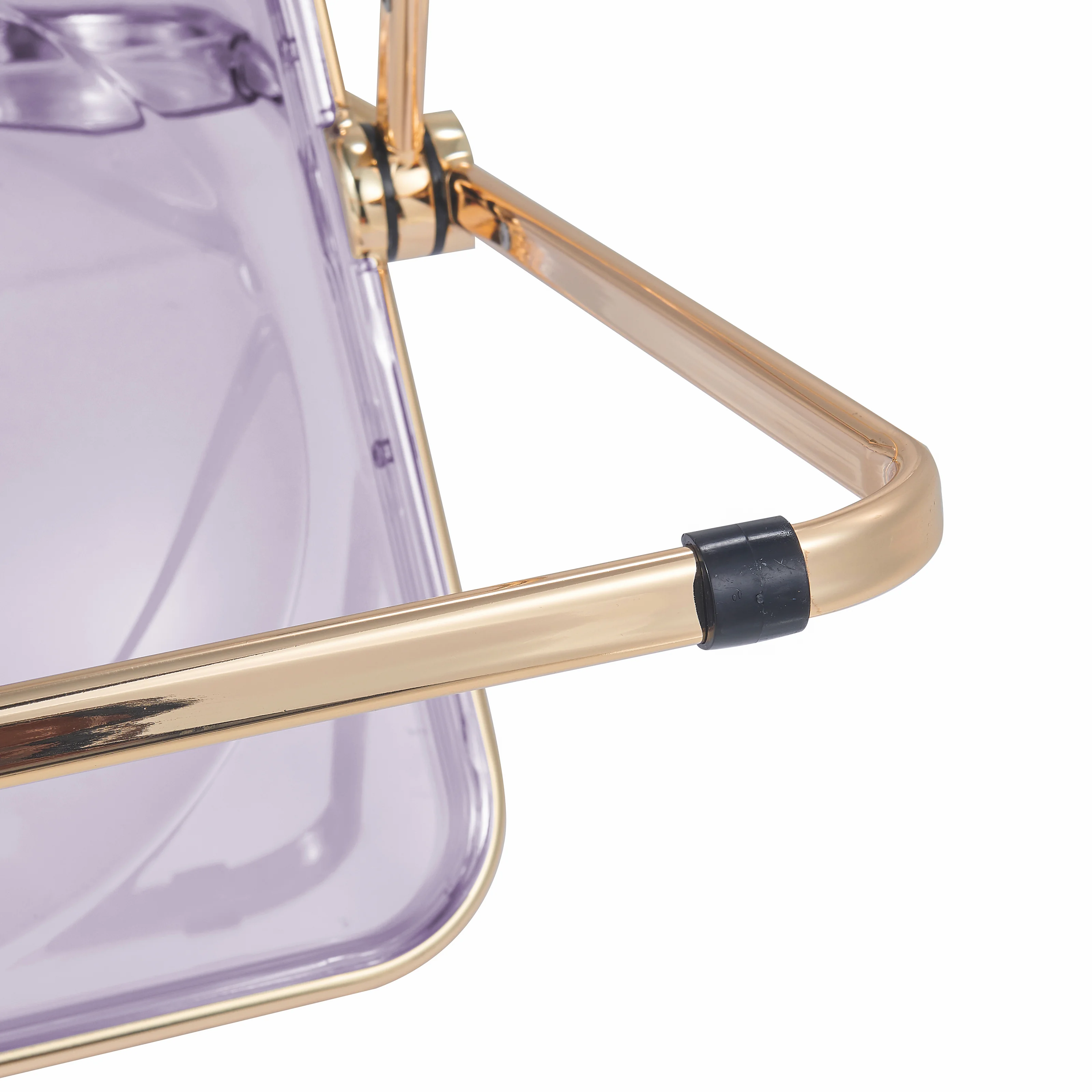 Lawrence Acrylic Folding Chair With Gold Metal Frame