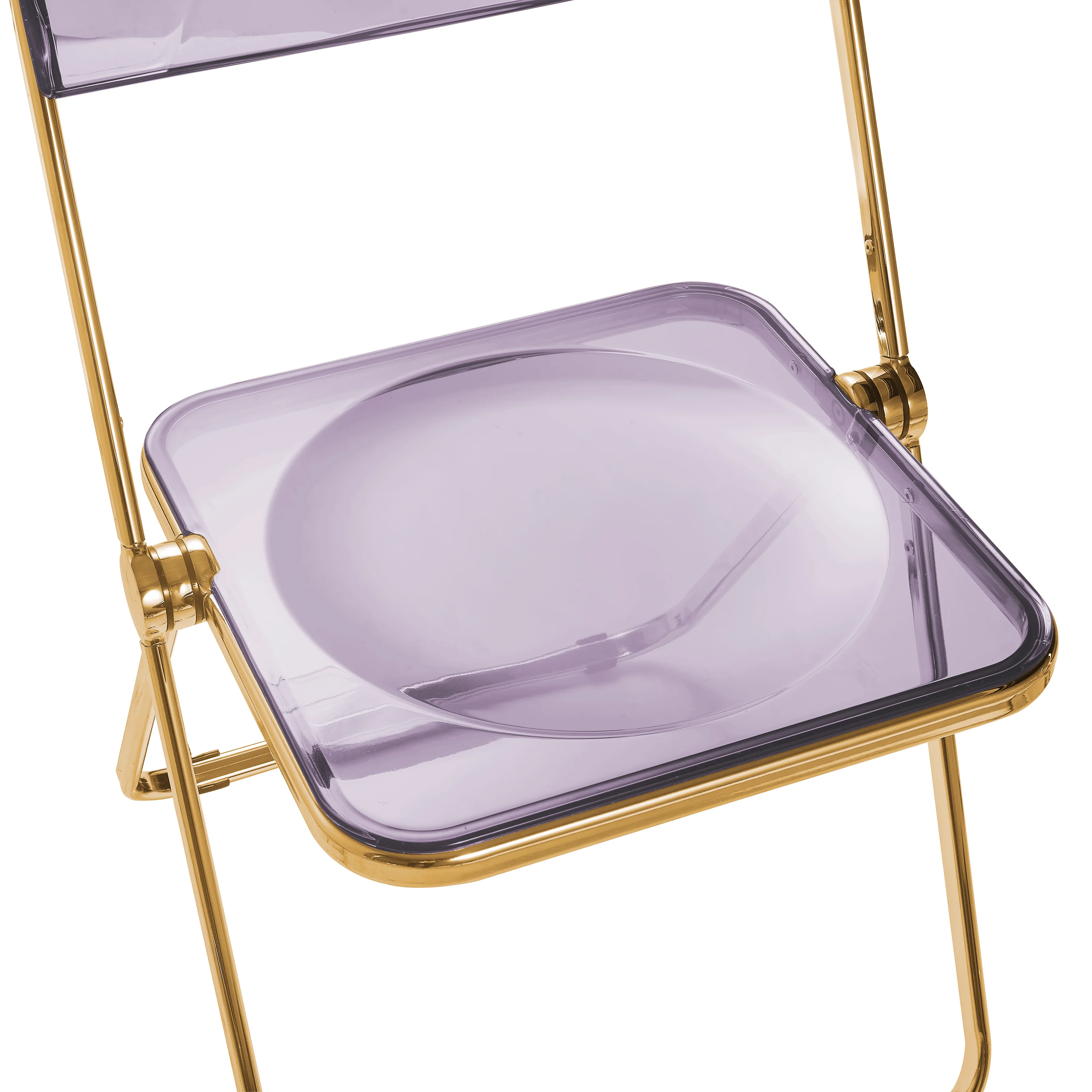 Lawrence Acrylic Folding Chair With Gold Metal Frame, Set of 2