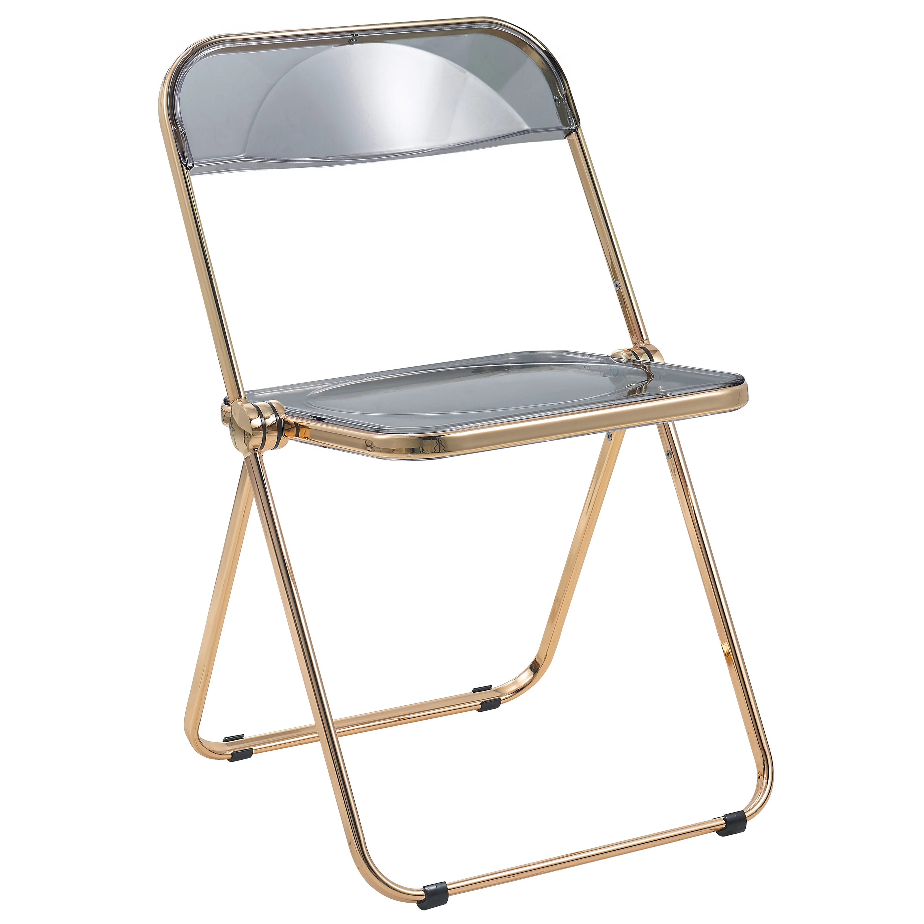 Lawrence Acrylic Folding Chair With Gold Metal Frame