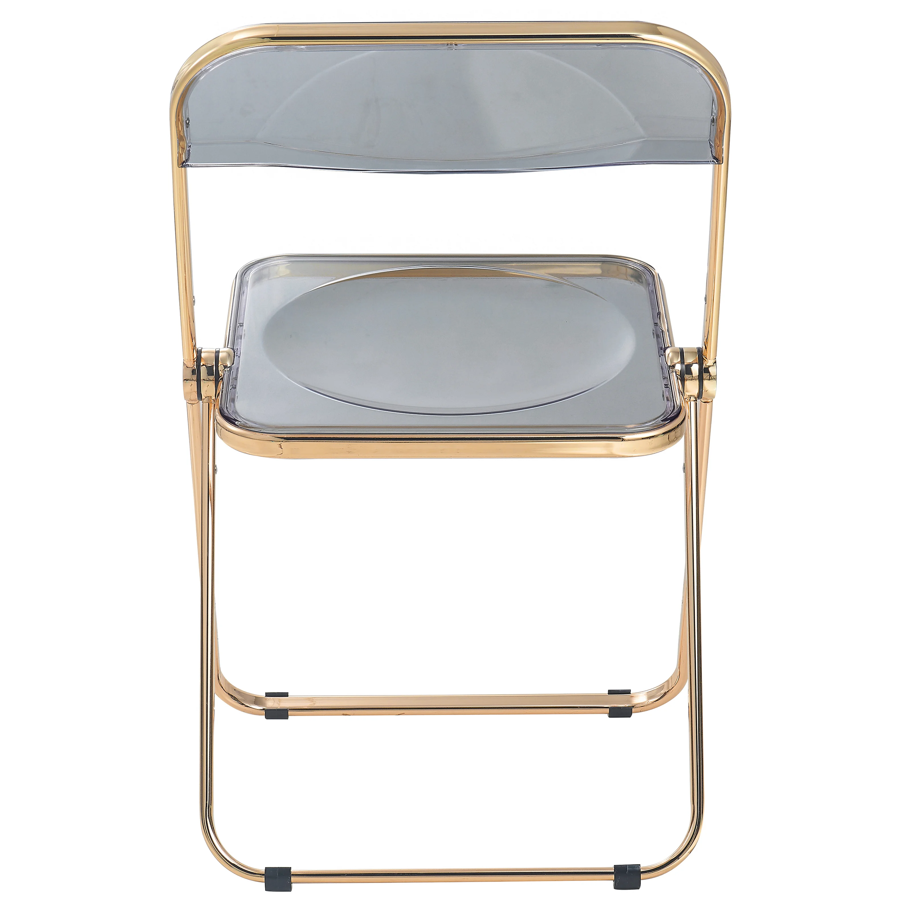 Lawrence Acrylic Folding Chair With Gold Metal Frame