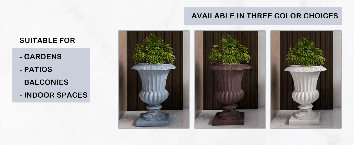 Lotus Series Poly Stone Planter in Aged Concrete, 20 Dia, 28 High