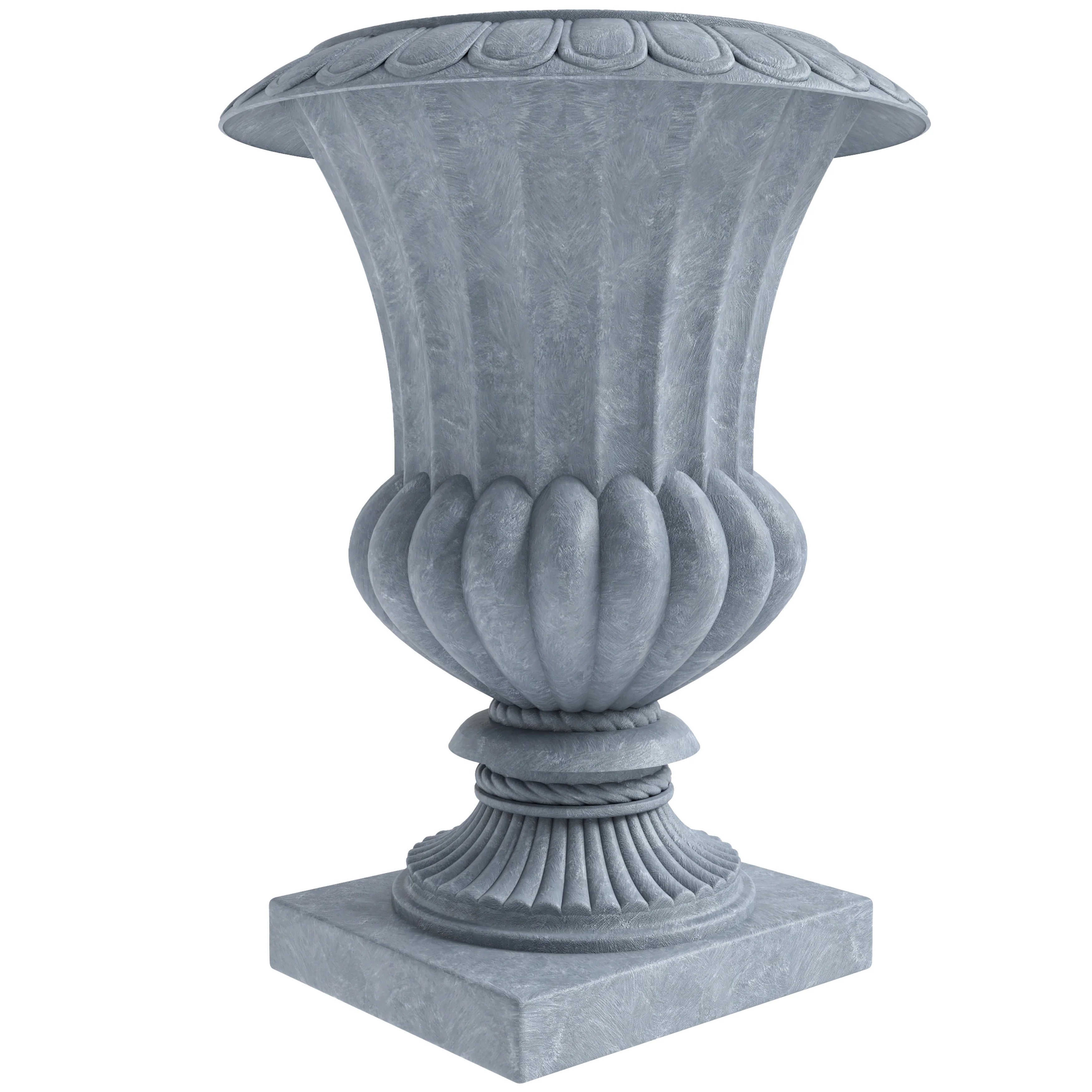 Lotus Series Poly Stone Planter in Aged Concrete, 20 Dia, 28 High