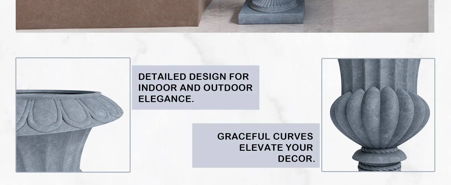 Lotus Series Poly Stone Planter in Aged Concrete, 20 Dia, 28 High