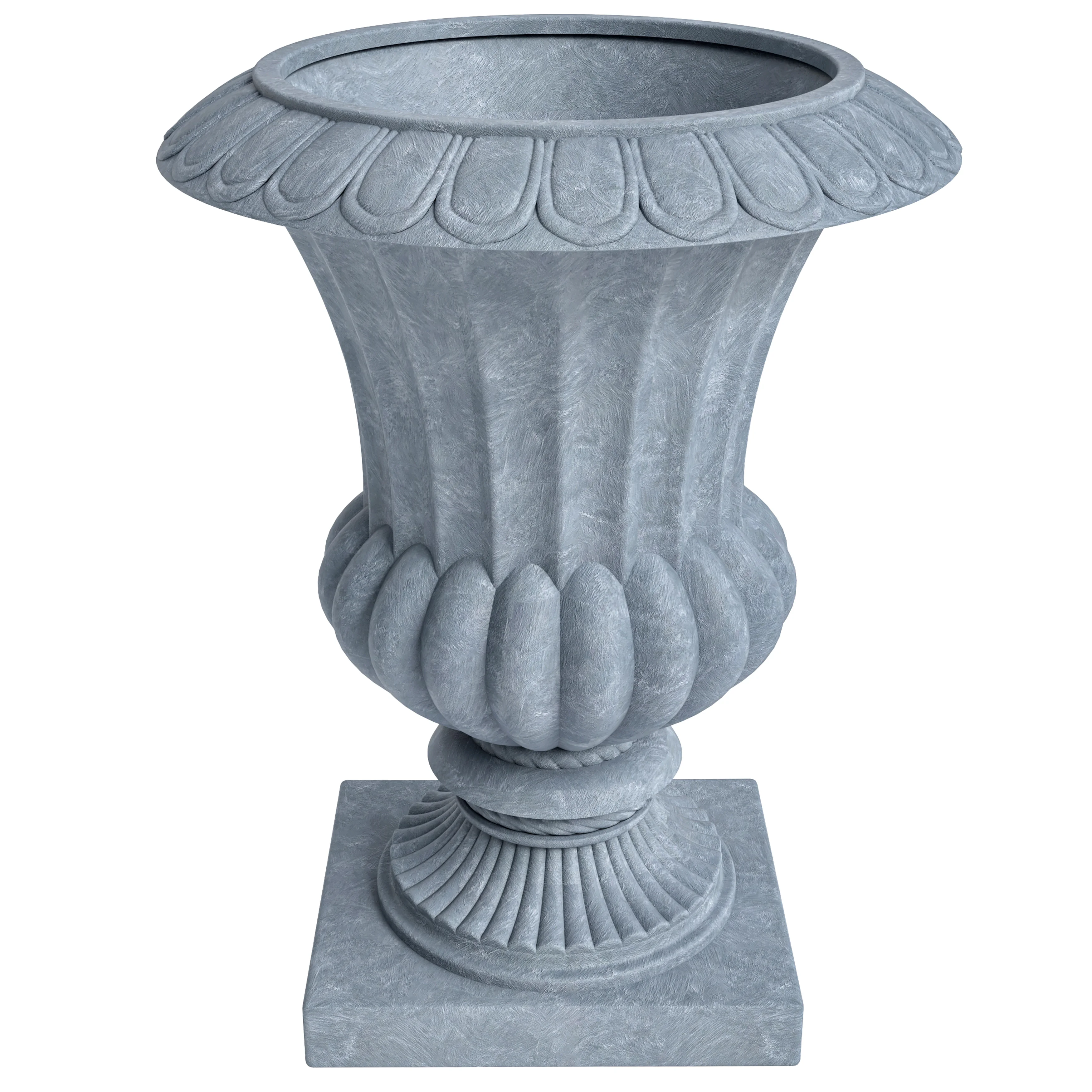 Lotus Series Poly Stone Planter in Aged Concrete, 20 Dia, 28 High