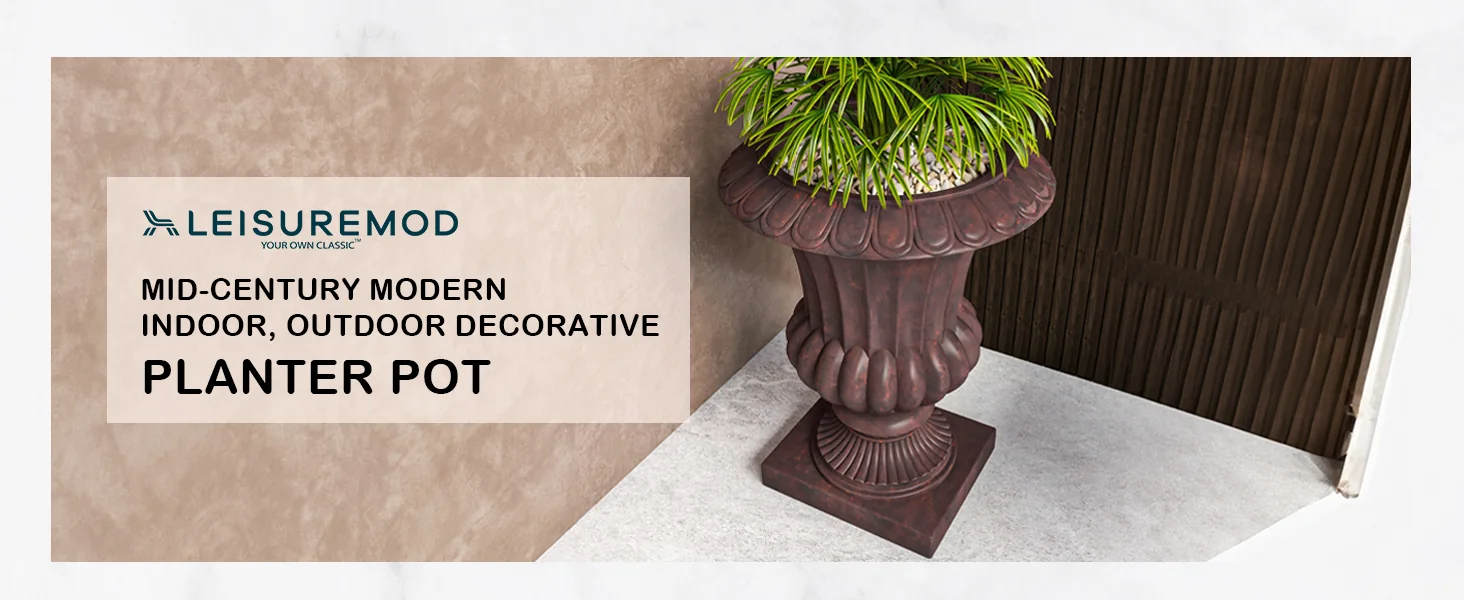 Lotus Series Poly Stone Planter in Brown, 20 Dia, 28 High