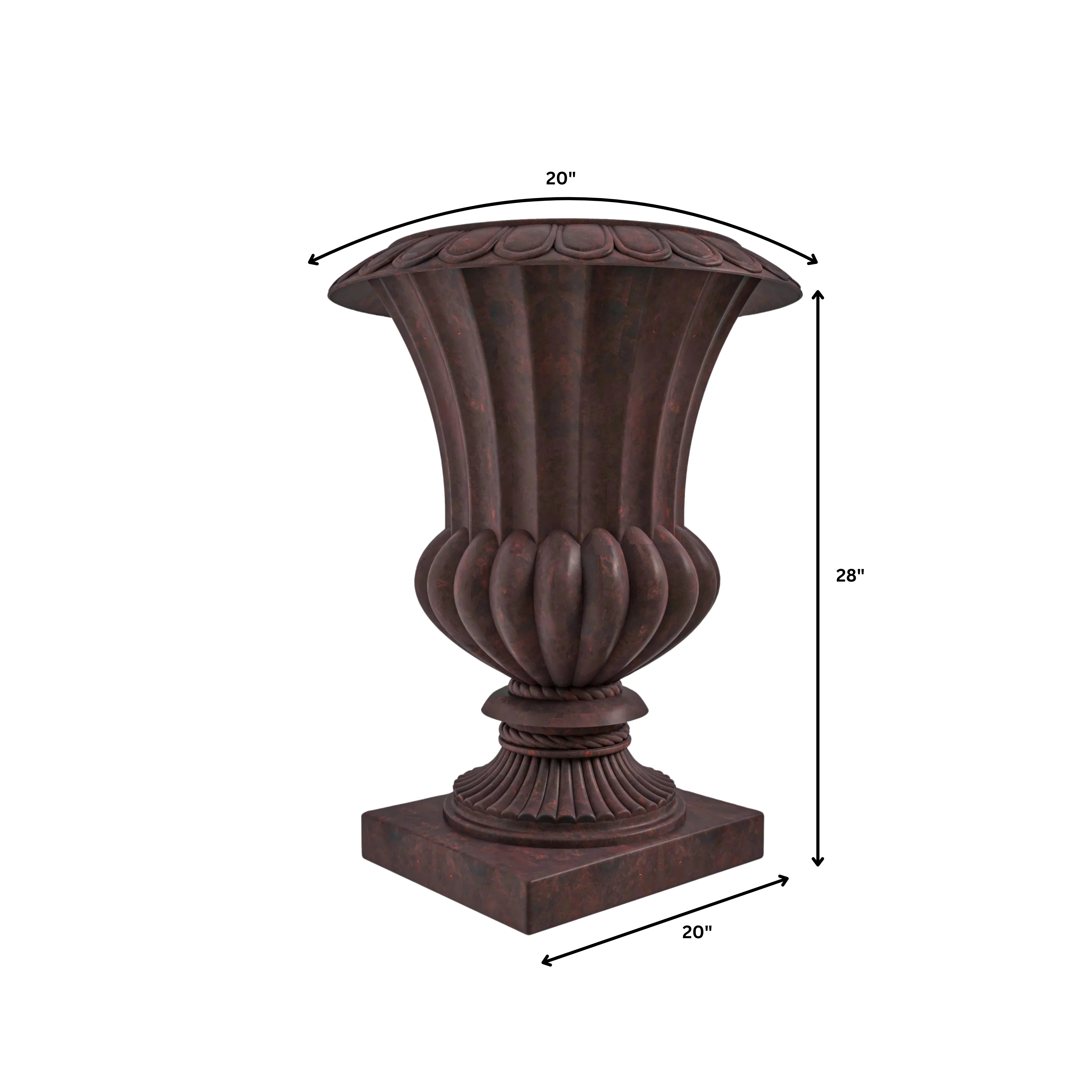 Lotus Series Poly Stone Planter in Brown, 20 Dia, 28 High