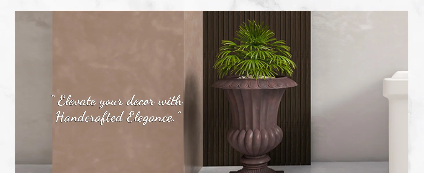 Lotus Series Poly Stone Planter in Brown, 20 Dia, 28 High