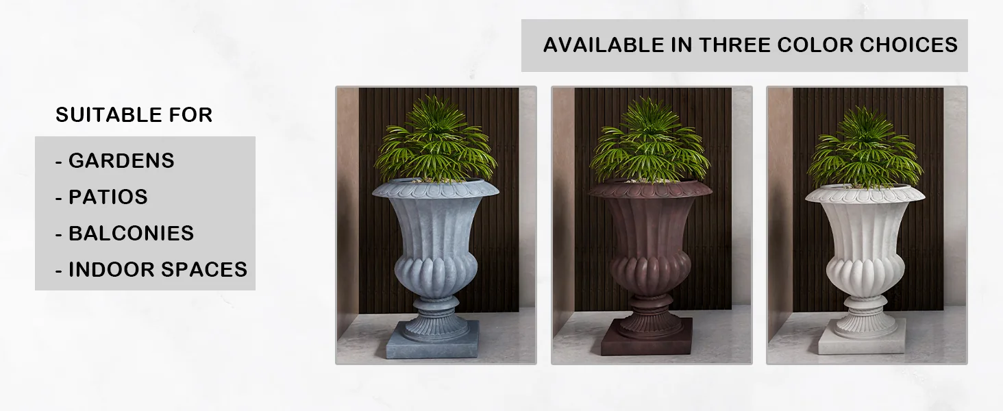 Lotus Series Poly Stone Planter in White, 20 Dia, 28 High