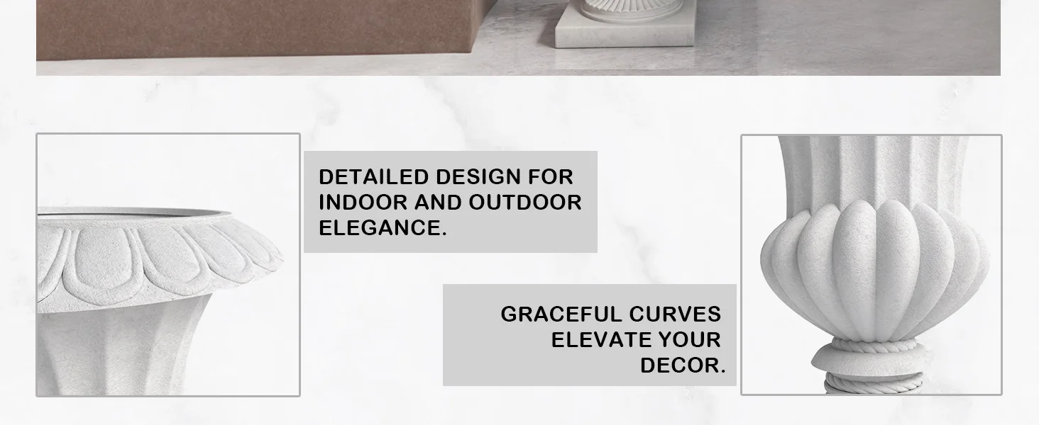 Lotus Series Poly Stone Planter in White, 20 Dia, 28 High