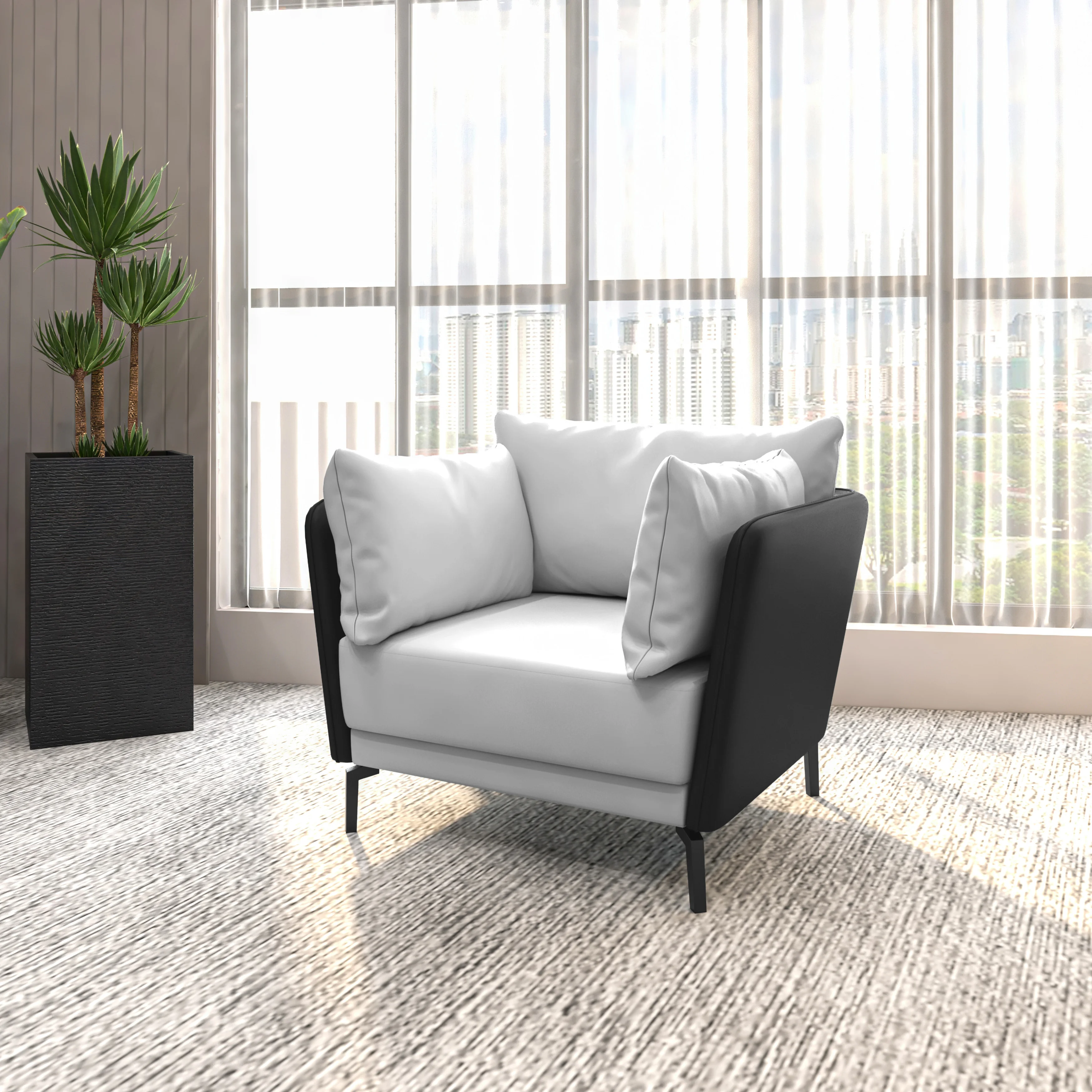 Luxify Collection Single Seater Sofa in Black/Grey