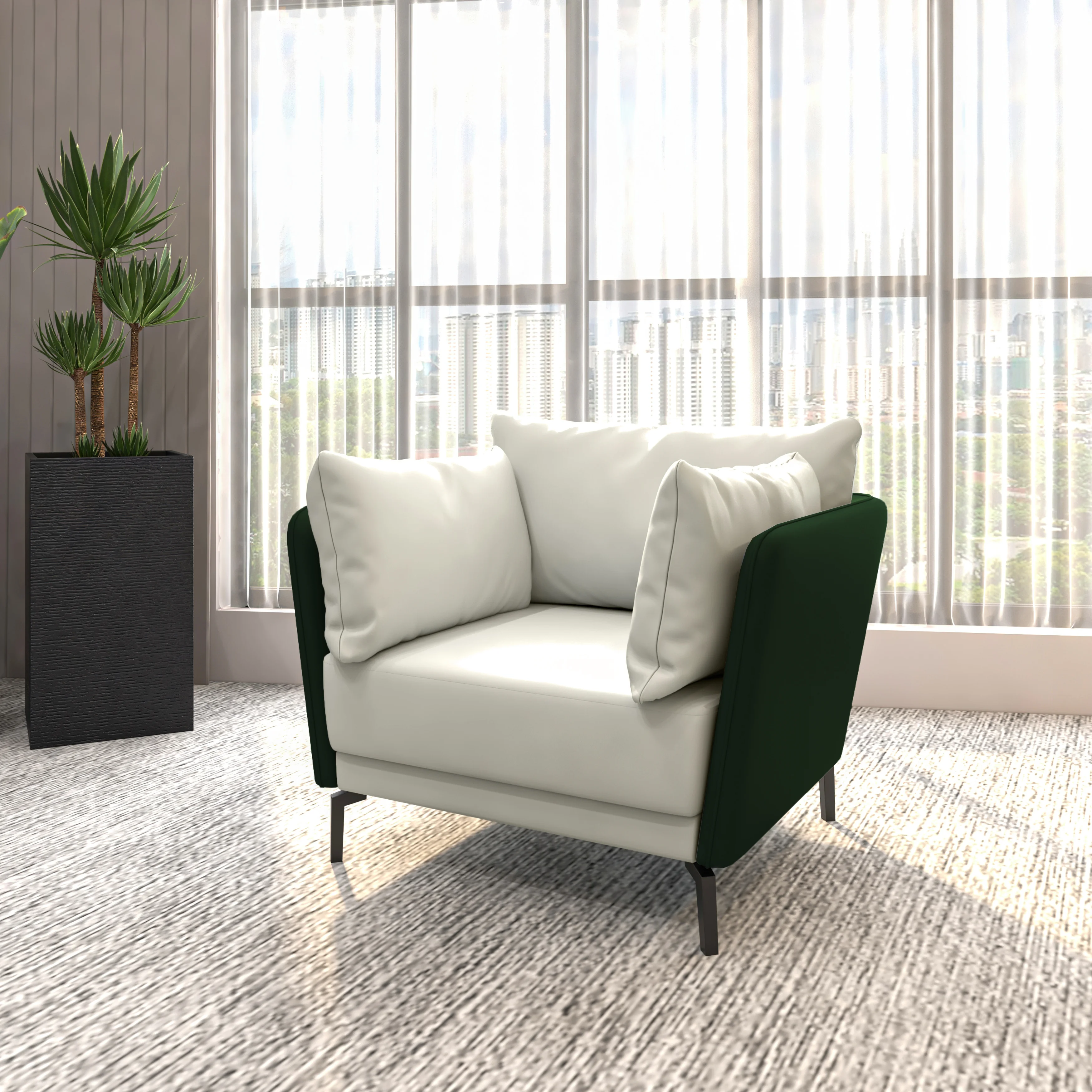 Luxify Collection Single Seater Sofa in Green