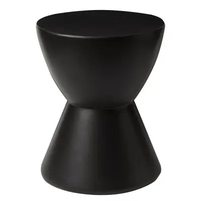 Loft Collection Fiberglass Outdoor Side Table in Black