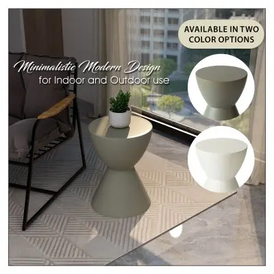 Loft Collection Fiberglass Outdoor Side Table in Moss Grey