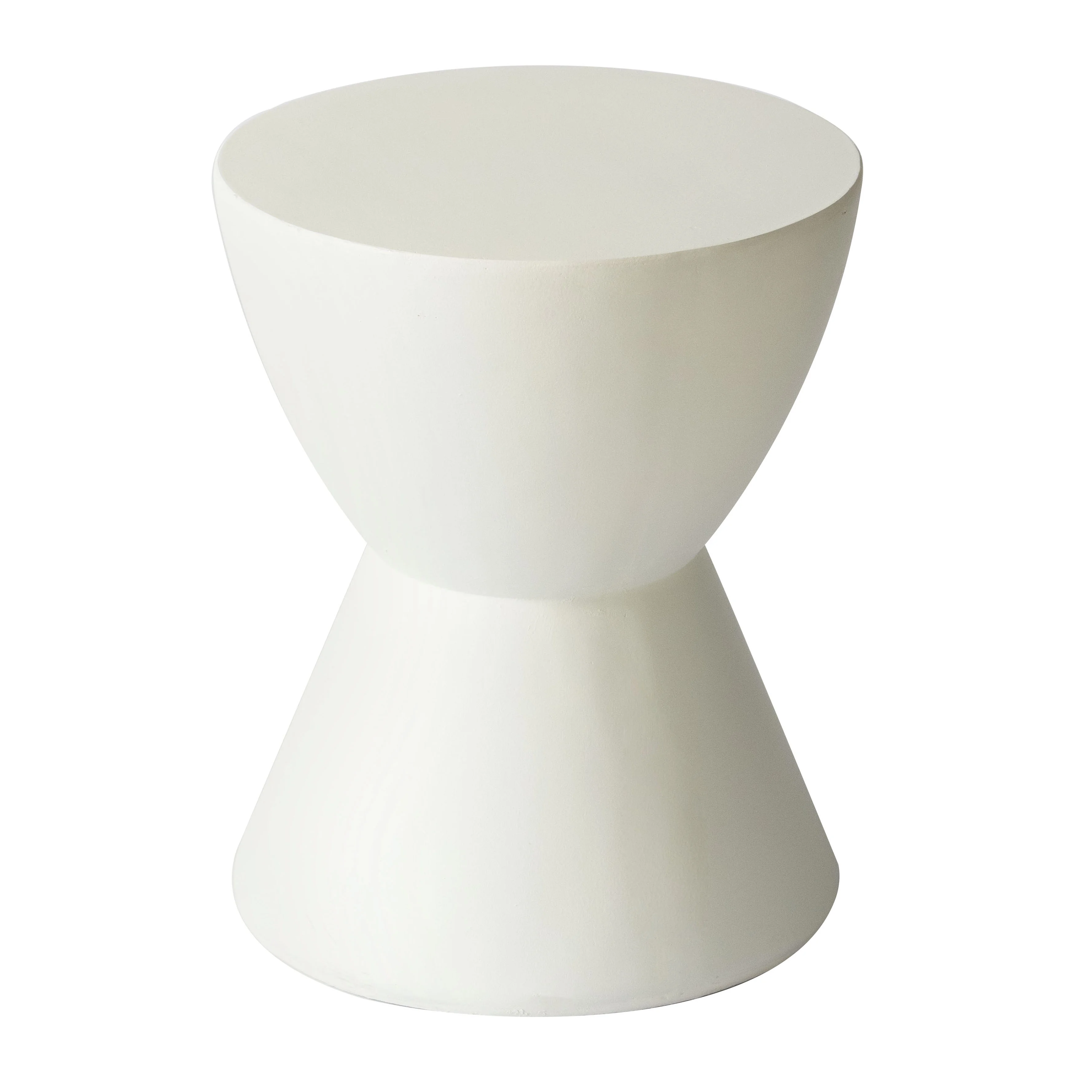 Loft Collection Fiberglass Outdoor Side Table in White